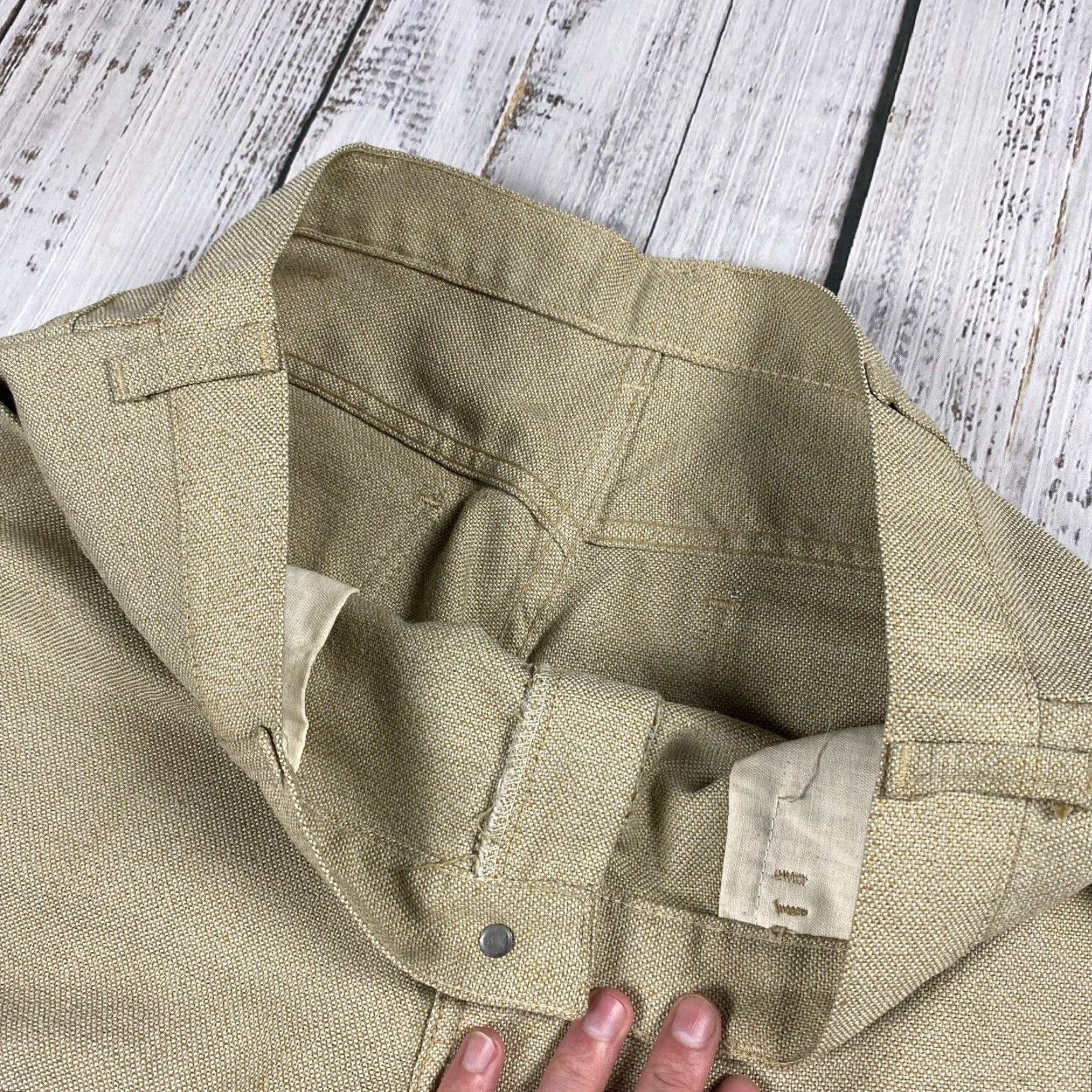 Levi's VINTAGE Levi's 1960s Big E Sta-Prest Jeans Pants 34x29 Beige Twill Casual Mens Size US 34 / EU 50 - 6 Thumbnail