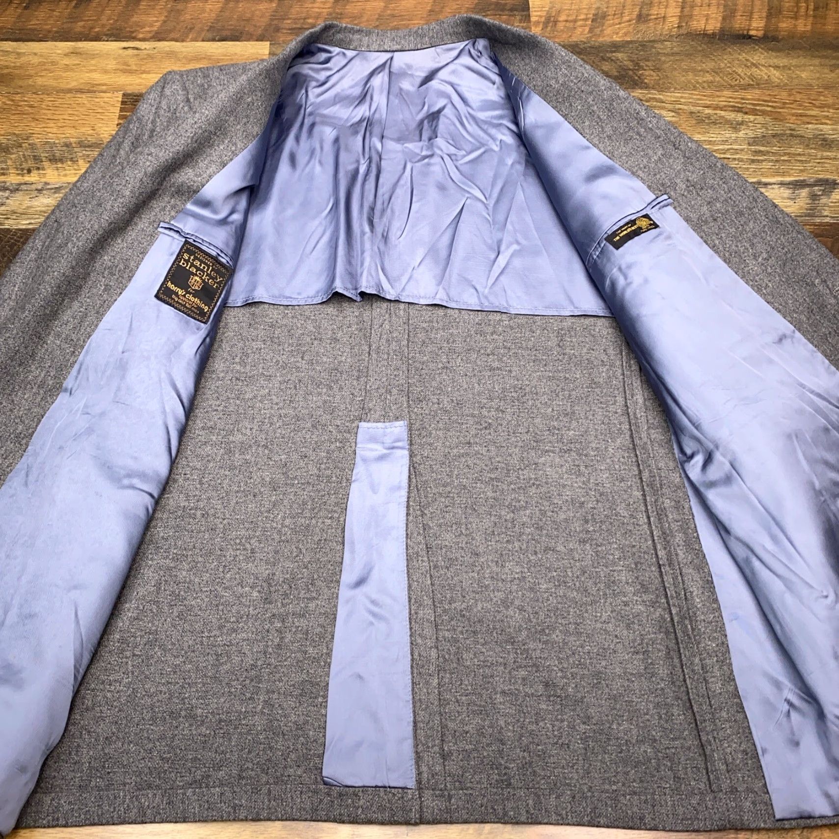 Stanley Blacker VINTAGE Stanley Blacker Sport Coat Gray Wool Blazer 46 Notch Lapel Three-Button Single-Breasted Regular Men Size 46R - 3 Thumbnail