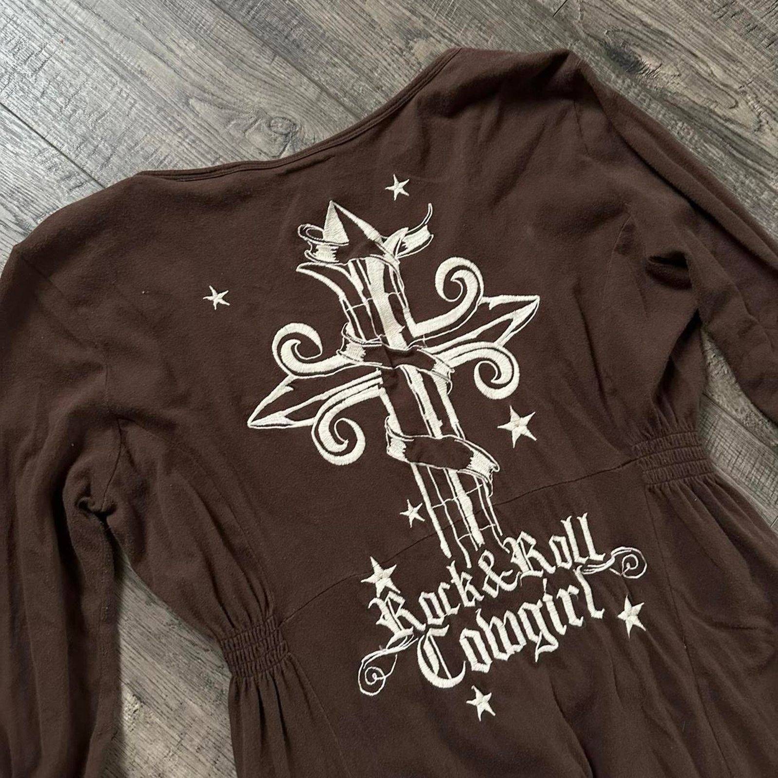 Vintage Vintage Y2K Cowgirl Tattoo Cross Longsleeve Shirt Dress Size L / US 10 / IT 46 - 5 Thumbnail