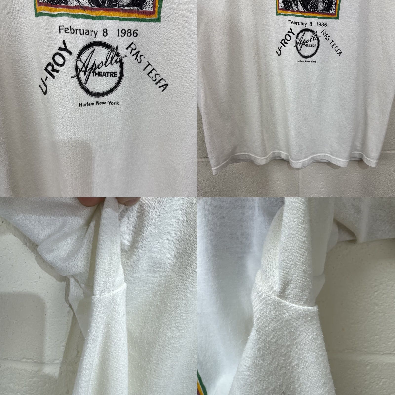 Jerzees VINTAGE Bob Marley T-Shirt 1986 U-Roy Rastafari Graphic Tee Mens Large White 80s Size US M / EU 48-50 / 2 - 8 Thumbnail