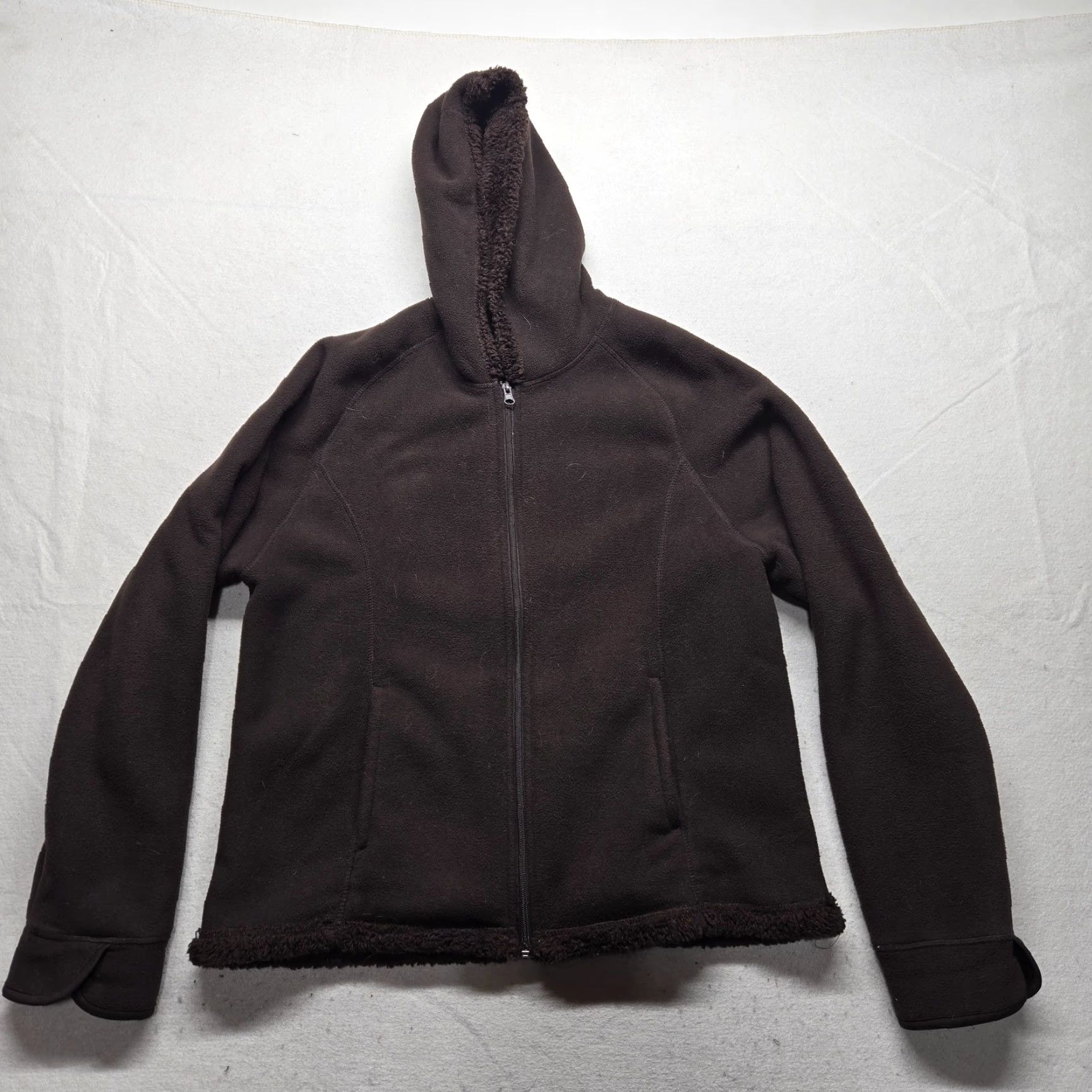 Faded Glory Faded Glory Jacket Fleece Solid Brown Hood Long Sleeve Adult Women's XL Brown Faded Glory Jacket, Solid, Fleece, Hooded, Zip, Regular Fit, Women Size XL / US 12-14 / IT 48-50 - 4 Thumbnail