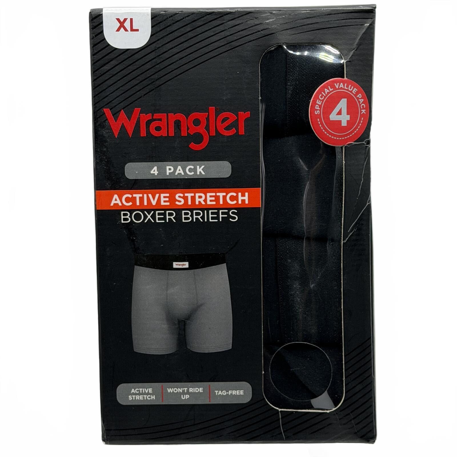 Wrangler Wrangler Men's Boxer Briefs 4 Pack Size X-Large XL Stretch Size ONE SIZE - 1 Thumbnail