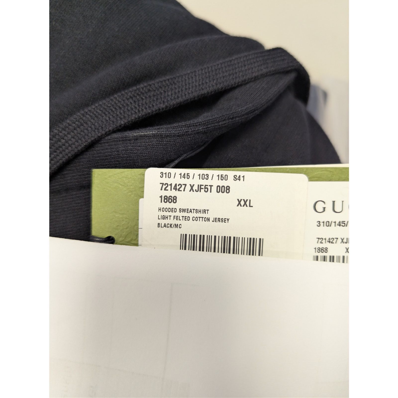 Gucci o1rshd1 Light Felted Cotton Jersey Hooded Sweatshirt Black Size US XXL / EU 58 / 5 - 23 Thumbnail