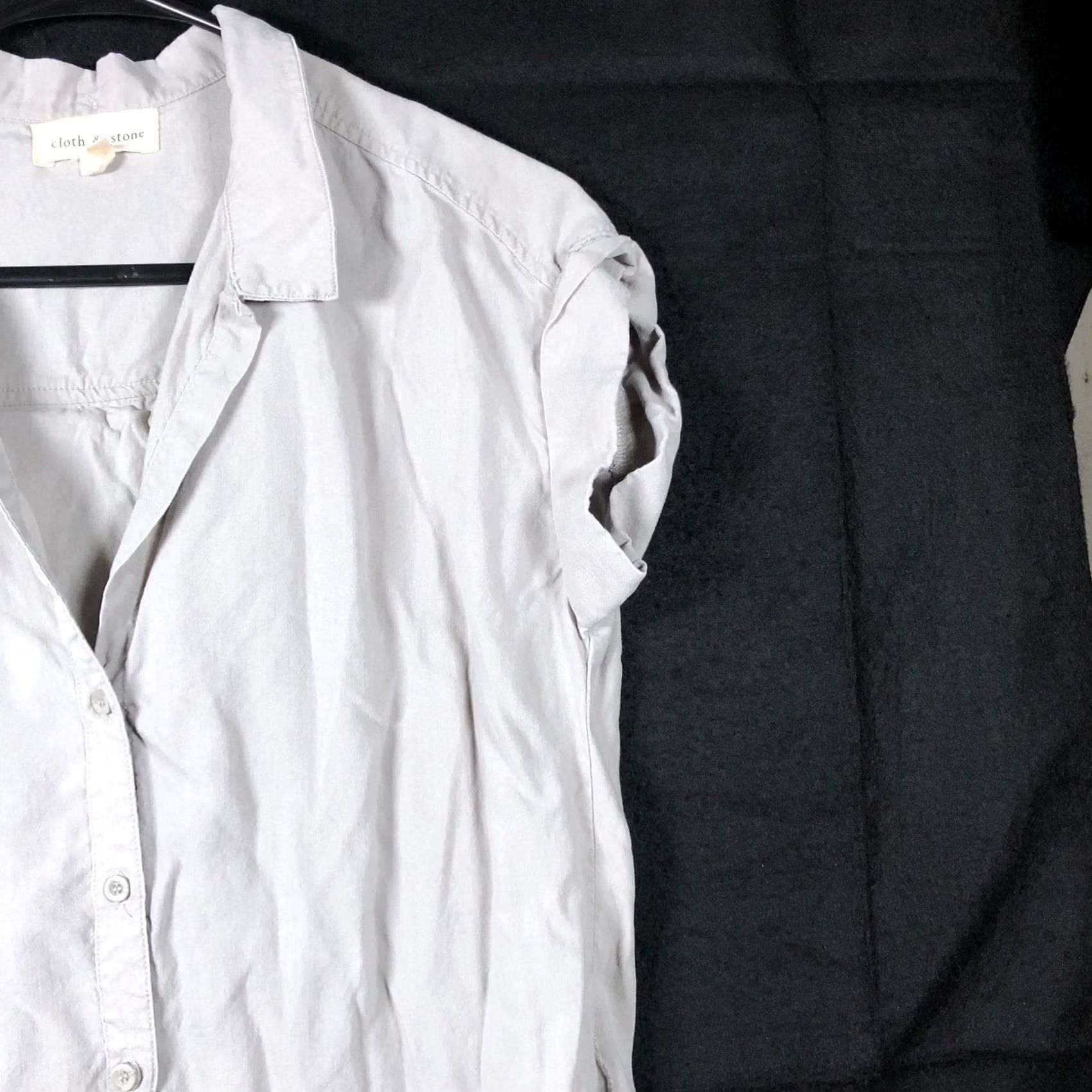 CLOT Cloth & Stone Womens Shirt Gray Collared Oversized Button Down Small Shirt Short Sleeve Casual Workwear Size S / US 4 / IT 40 - 5 Thumbnail