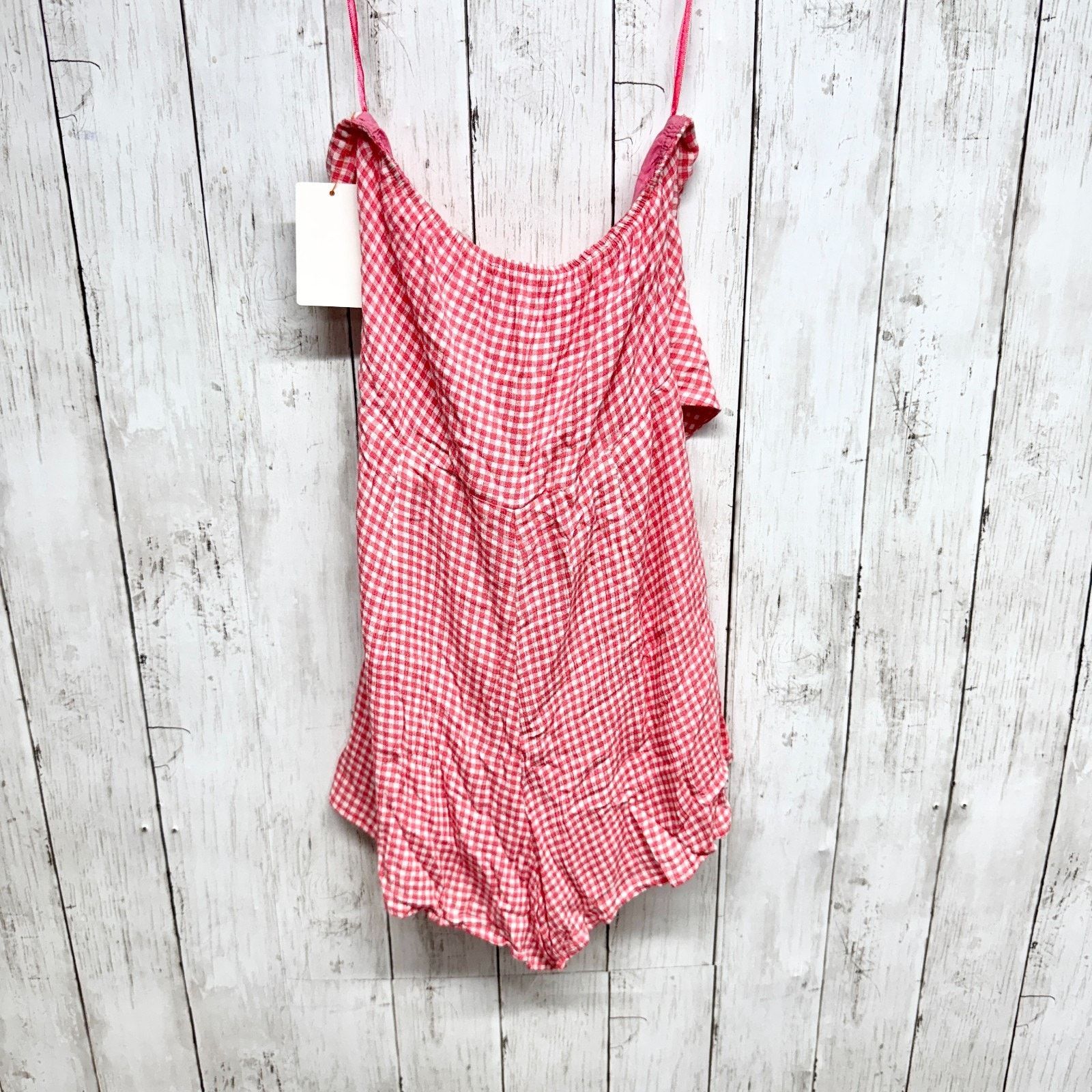 Other Luca + Grae Romper Small Gingham Plaid Tie Front Sleeveless Size 27" / US 4 / IT 40 - 7 Thumbnail