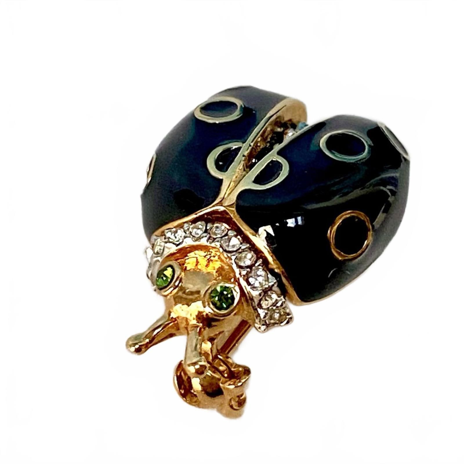 St. John Vintage St. John Gold Black Enamel Rhinestone Ladybug Brooch Size ONE SIZE - 7 Thumbnail