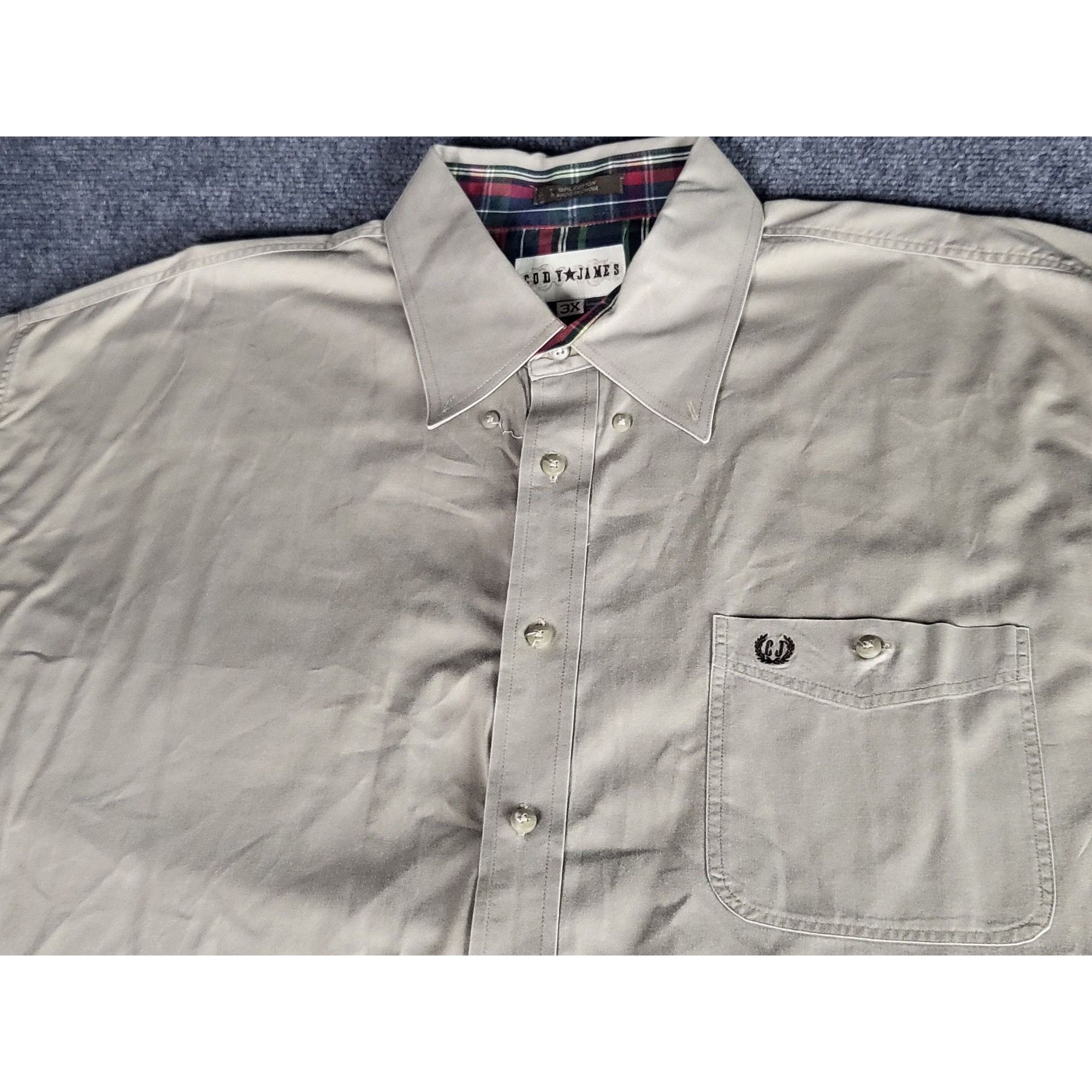 Cody James Cody James Mens 3X Beige Button-Down Western Shirt Canvas Co Size US XXL / EU 58 / 5 - 6 Thumbnail