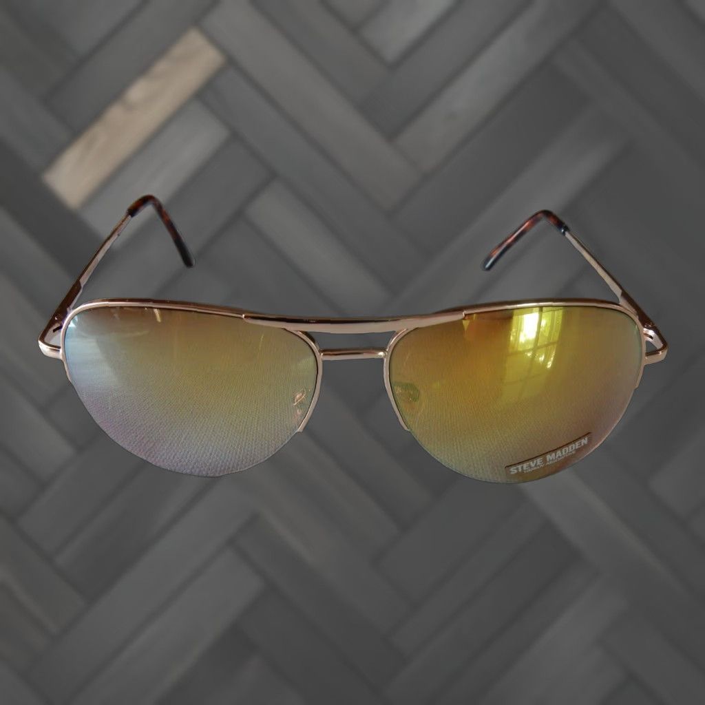Steve Madden VINTAGE Steve Madden Sunglasses Women Aviator Gold 1025 5488 Size ONE SIZE - 1 Thumbnail