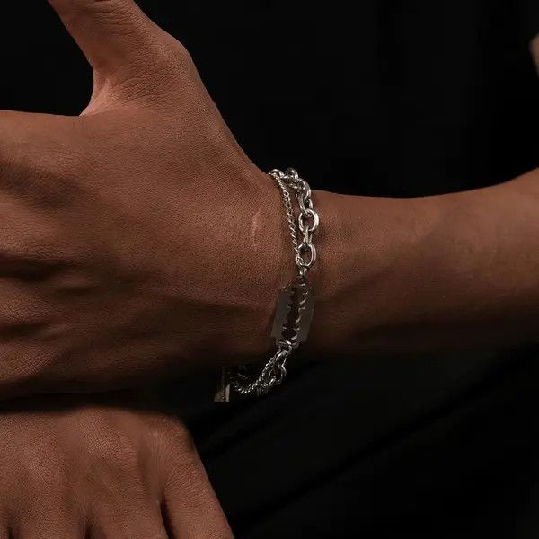 Jewelry Silver Razor Blade Chain Bracelet, Men's Chunky Jewelry Size ONE SIZE - 7 Thumbnail