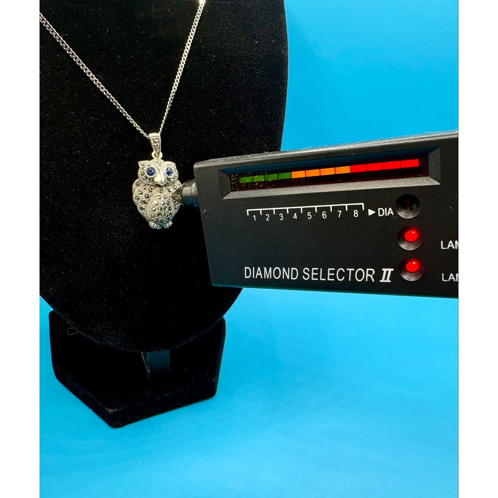 Jewelry NEW Black Rhodium Silver Moissanite Owl Pendant & 20" Chain Size ONE SIZE - 1 Thumbnail