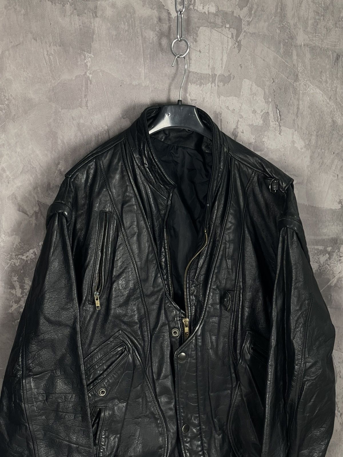 Japanese Brand × Vintage Vintage Leather Jacket Biker Ramones Black Genuine Trucker Size US M / EU 48-50 / 2 - 7 Thumbnail