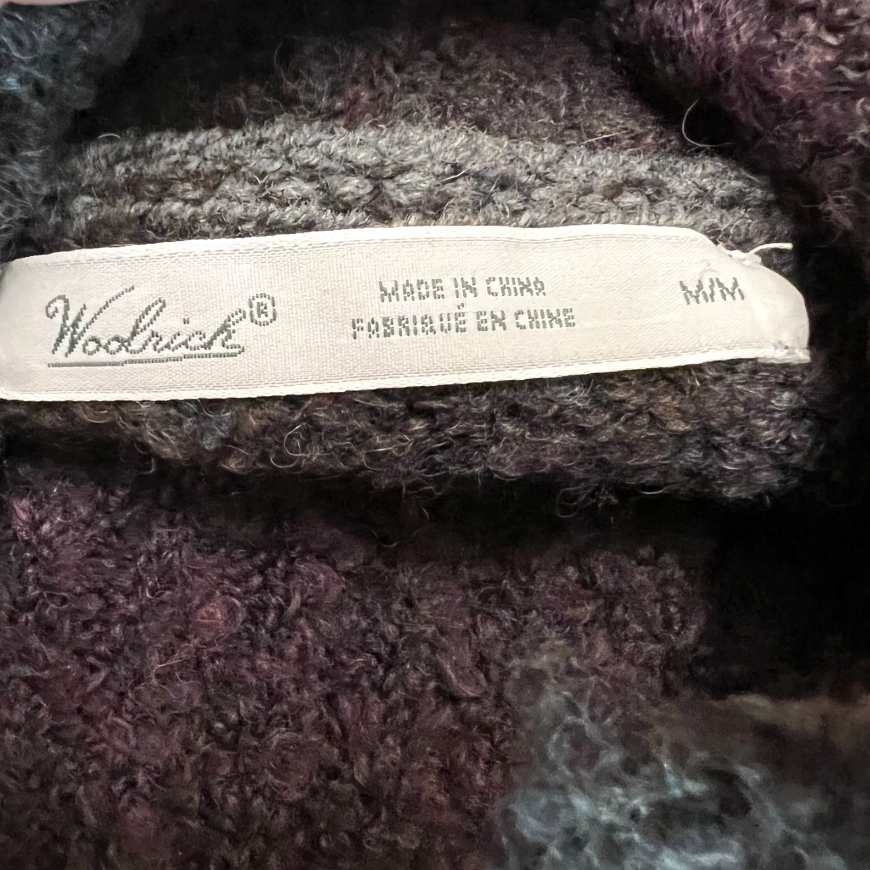 Vintage Woolrich Cowl Neck Knit Wool Sweater Women's M Black Purple Striped Cable-Knit Asymmetrical Sleeve Vintage Classic Pullover Winter Fall Spring Size M / US 6-8 / IT 42-44 - 3 Thumbnail