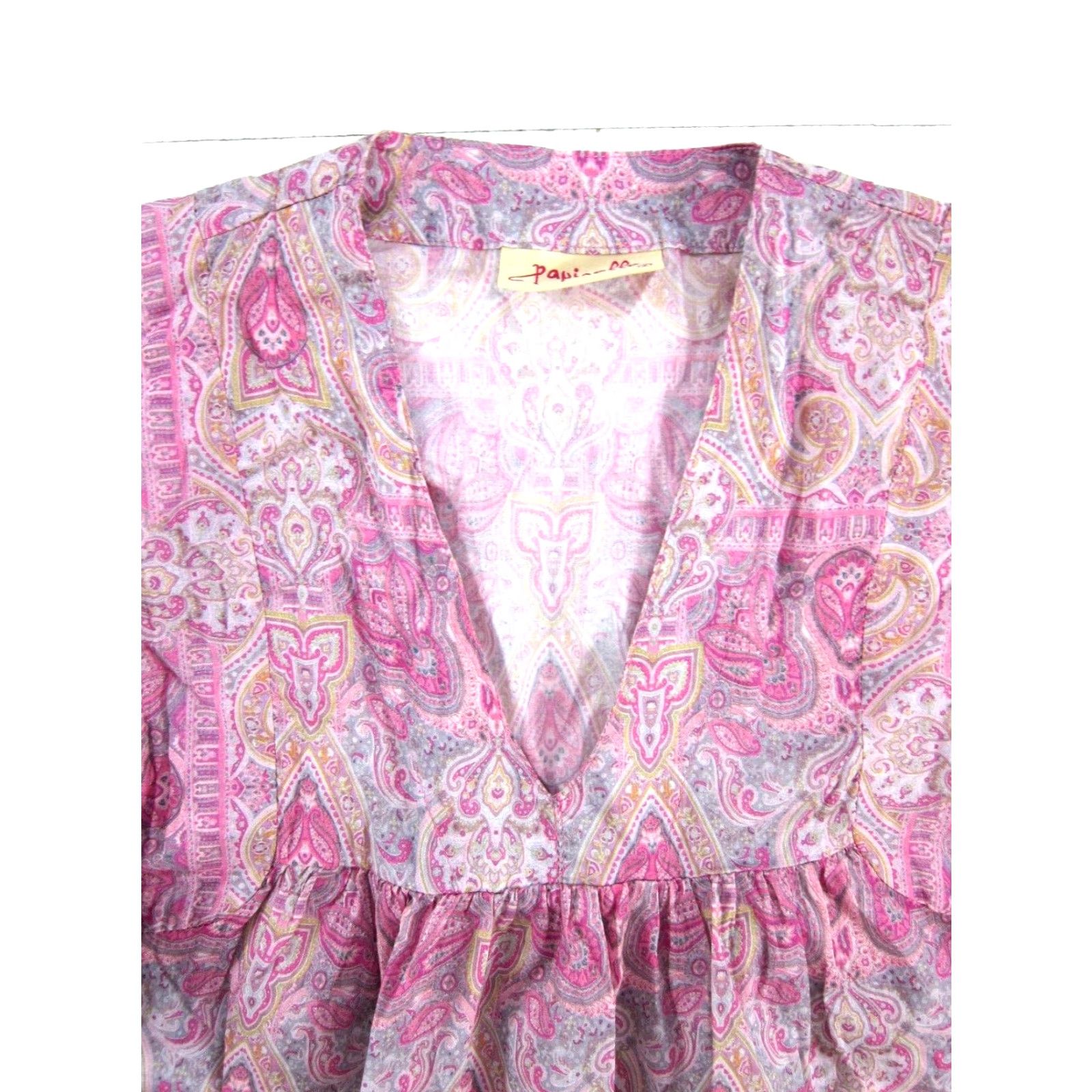Vintage Papinelle Pocket Maxi Kaftan Dress Pink Cotton Short Sleeve Small Size 28" / US 6 / IT 42 - 5 Thumbnail