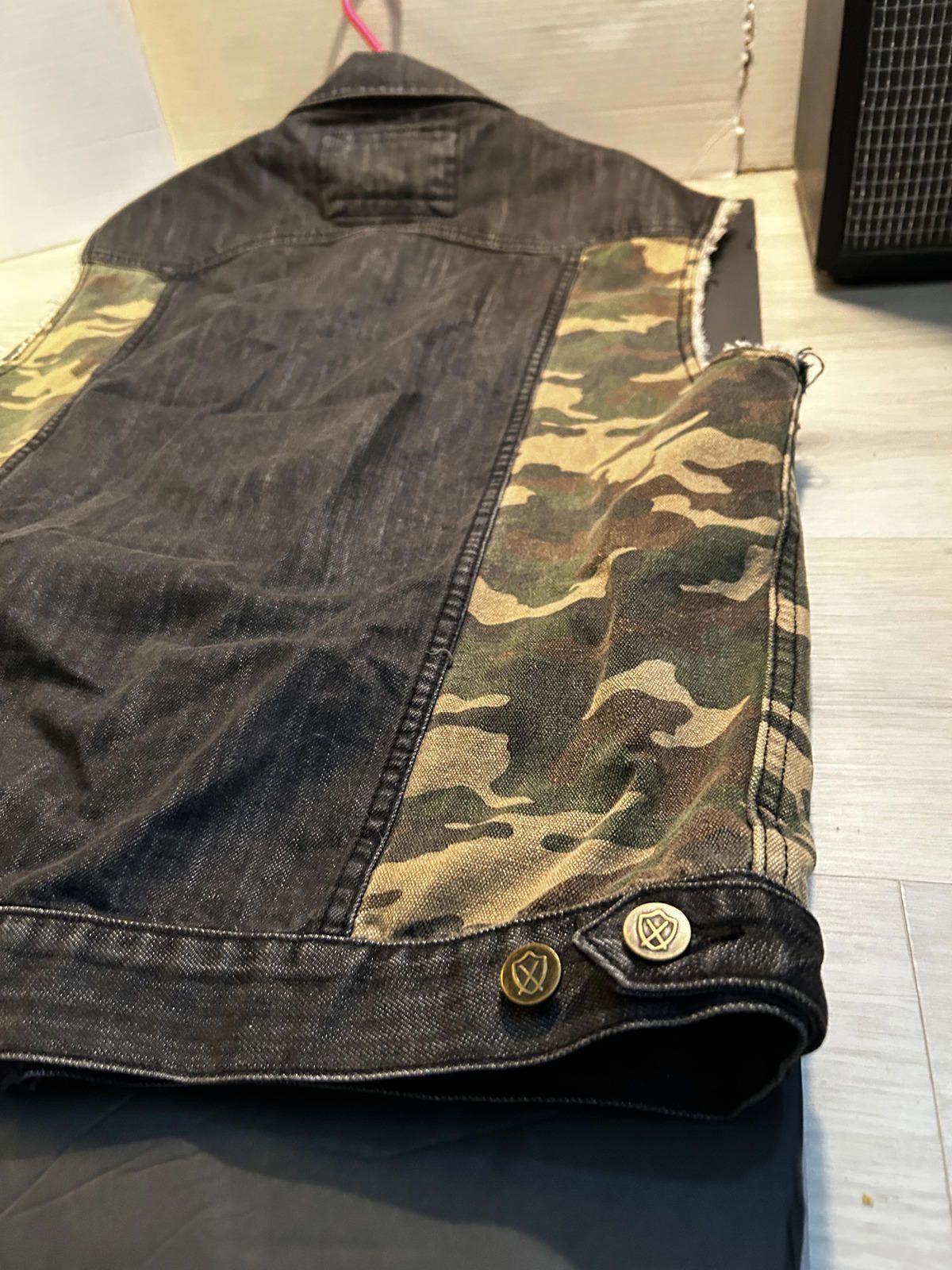 Zanerobe Zanerobe Cutoff Camo Black Denim Biker Vest - XL Size US XL / EU 56 / 4 - 8 Thumbnail