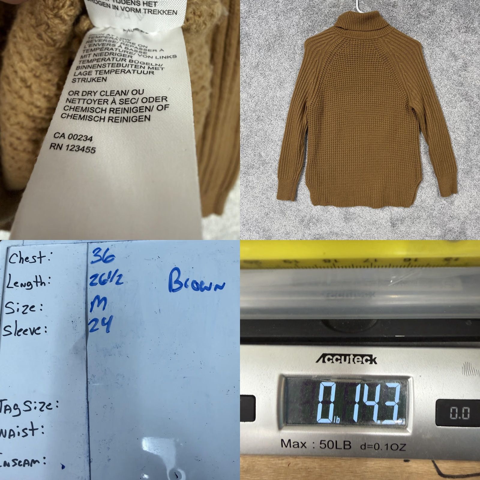 Lord & Taylor Lord & Taylor Sweater M Brown Waffle Knit Turtleneck Preppy Lagenlook Womens Size M / US 6-8 / IT 42-44 - 8 Thumbnail