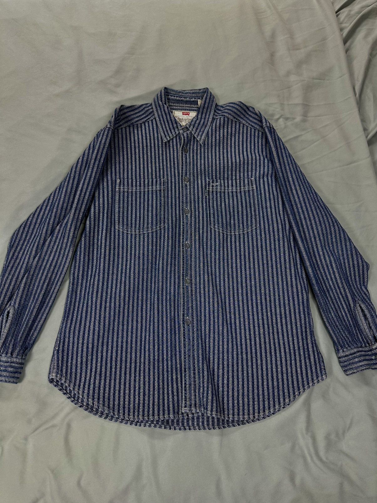 Levi's Vinatage Blue Levi striped shirt Size US L / EU 52-54 / 3 - 1 Thumbnail