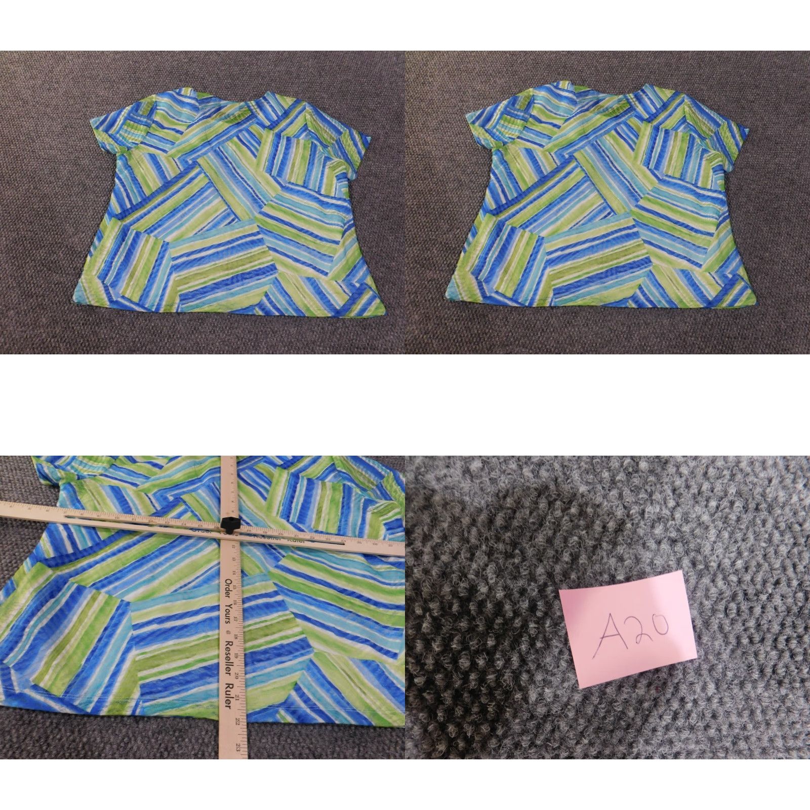 Vintage Alfred Dunner Top Geometric Beads Green Blue Womens Petite XL Polyester Size XL / US 12-14 / IT 48-50 - 8 Thumbnail
