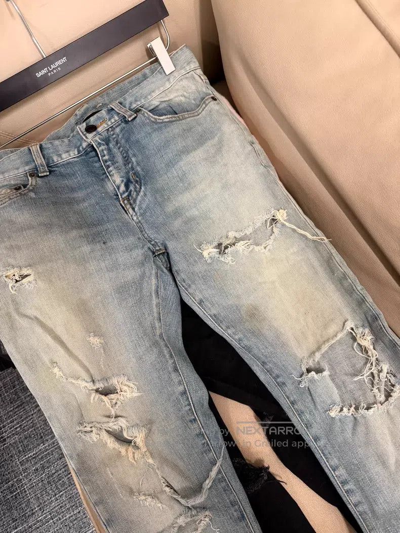 Saint Laurent Paris Saint Laurent Paris Big Destroyed Blue Jeans Size US 29 - 4 Thumbnail