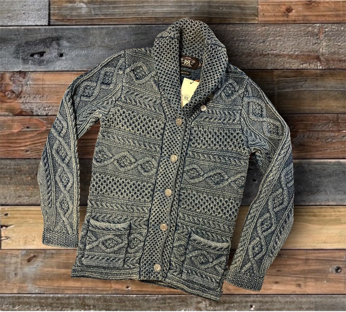 RRL Ralph Lauren DOUBLE RL RALPH LAUREN RRL INDIGO COTTON SWEATER- SIZE 2 MED Size M / US 6-8 / IT 42-44 - 1 Thumbnail