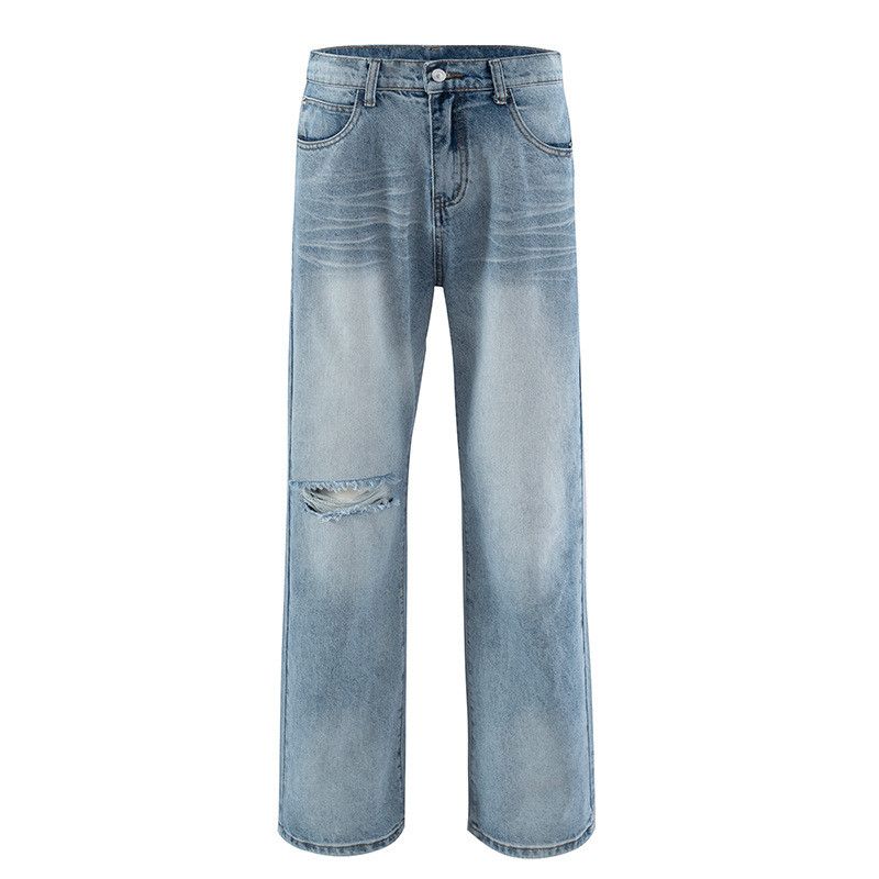 Jean Men's loose light-colored straight-leg ripped jeans Size US 32 / EU 48 - 1 Thumbnail