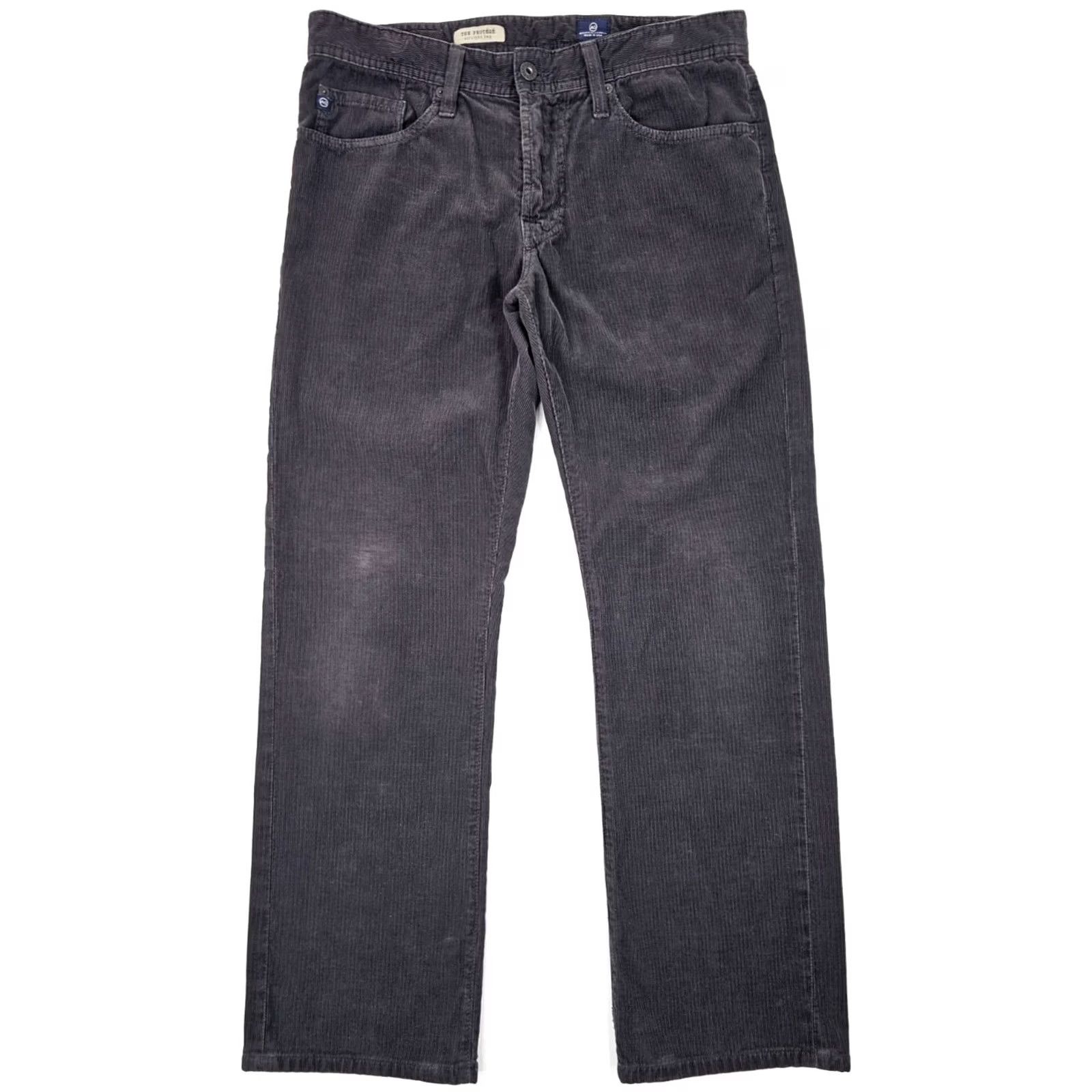 Vintage AG Adriano Goldschmied Protegé Corduroy Pants Men 32 x 29.5 Gray Pima Cotton Corduroy Chino Straight 5-Pocket AG The Protégé Mens Size US 32 / EU 48 - 2 Thumbnail
