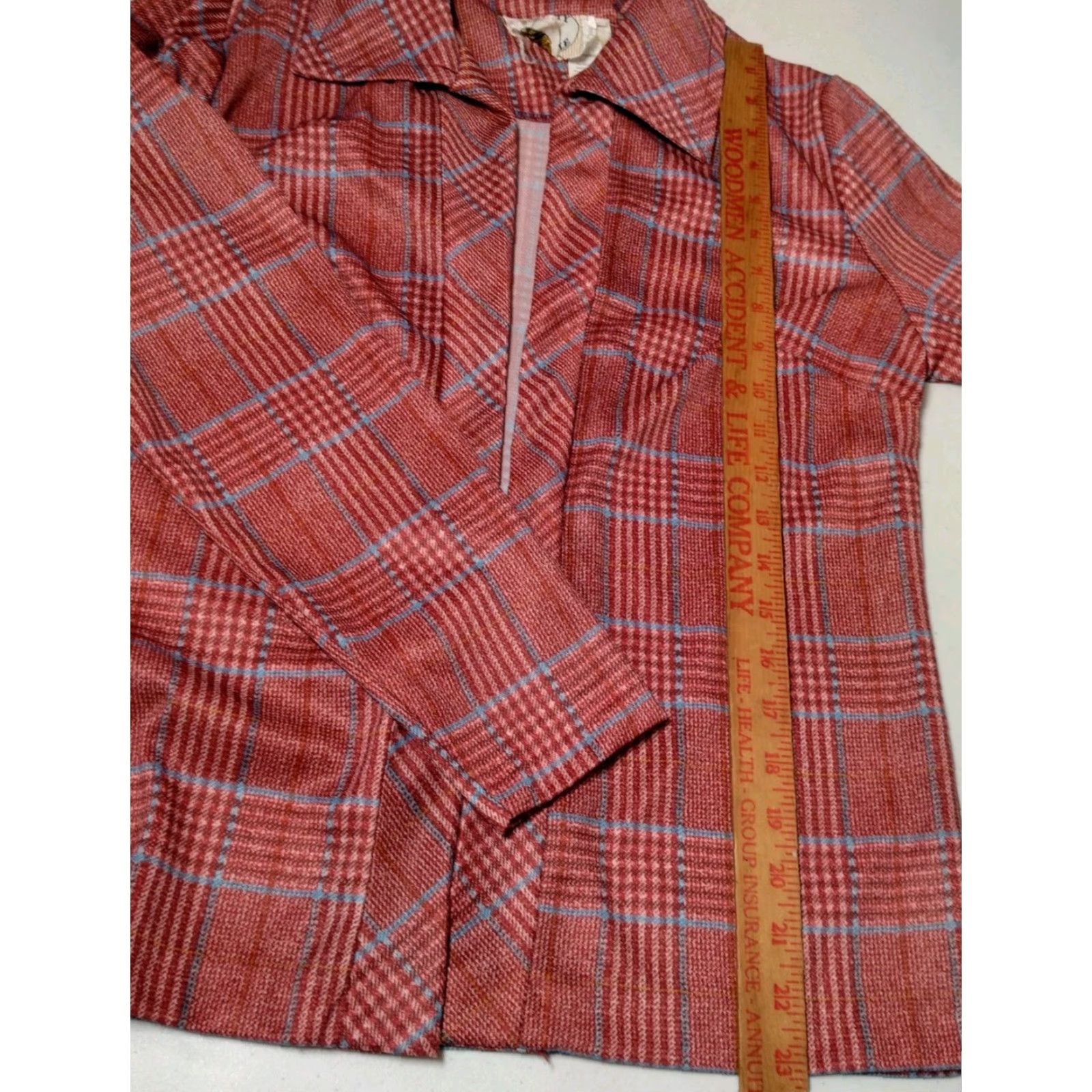 Vintage VINTAGE Liberty Circle Blouse Shirt Open Front Red Plaid 70s Academia Secretary Modest Women's 12 Size XL / US 12-14 / IT 48-50 - 5 Thumbnail