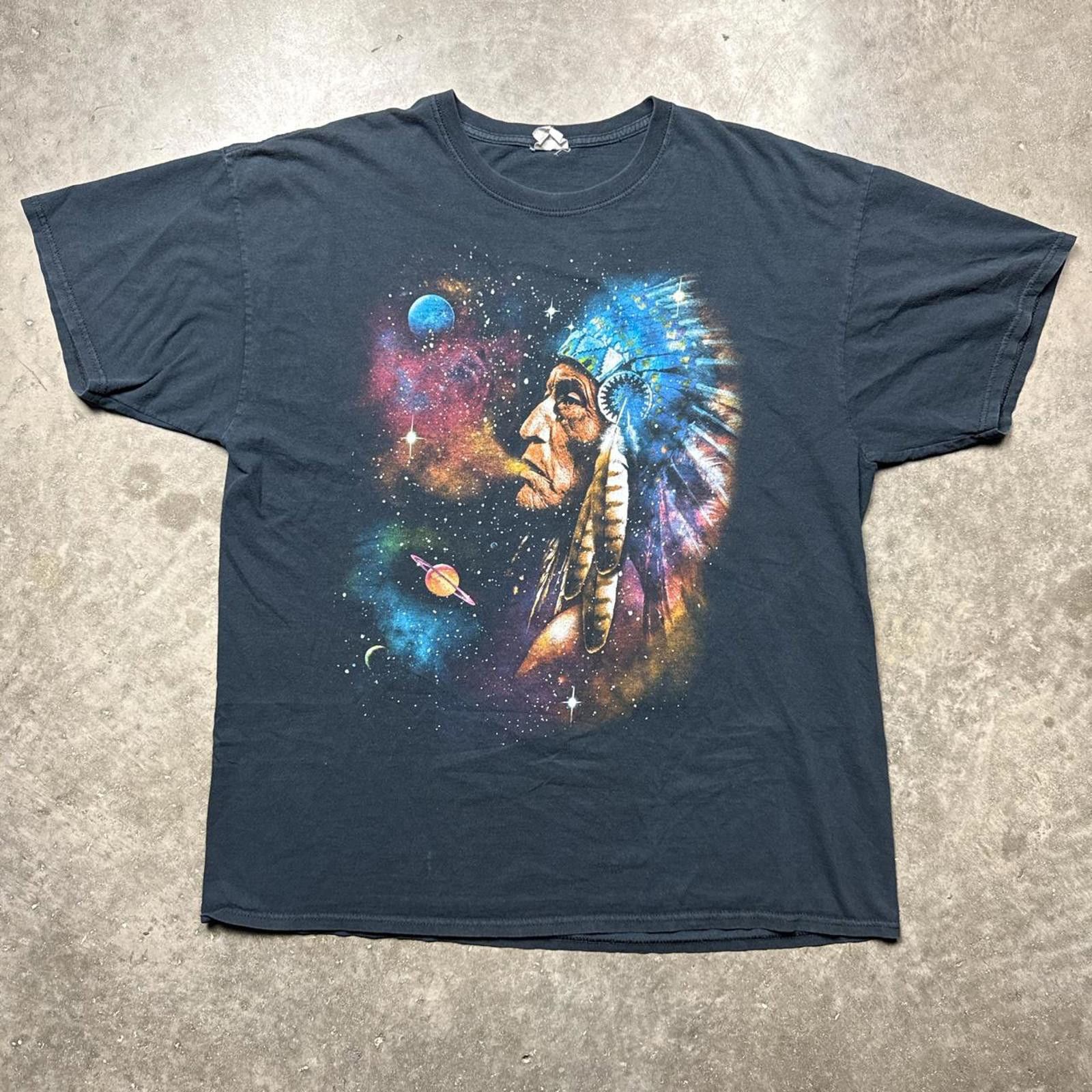 Fruit Of The Loom Native Indian Psychedelic Y2k Graphic T-Shirt Size US L / EU 52-54 / 3 - 1 Thumbnail