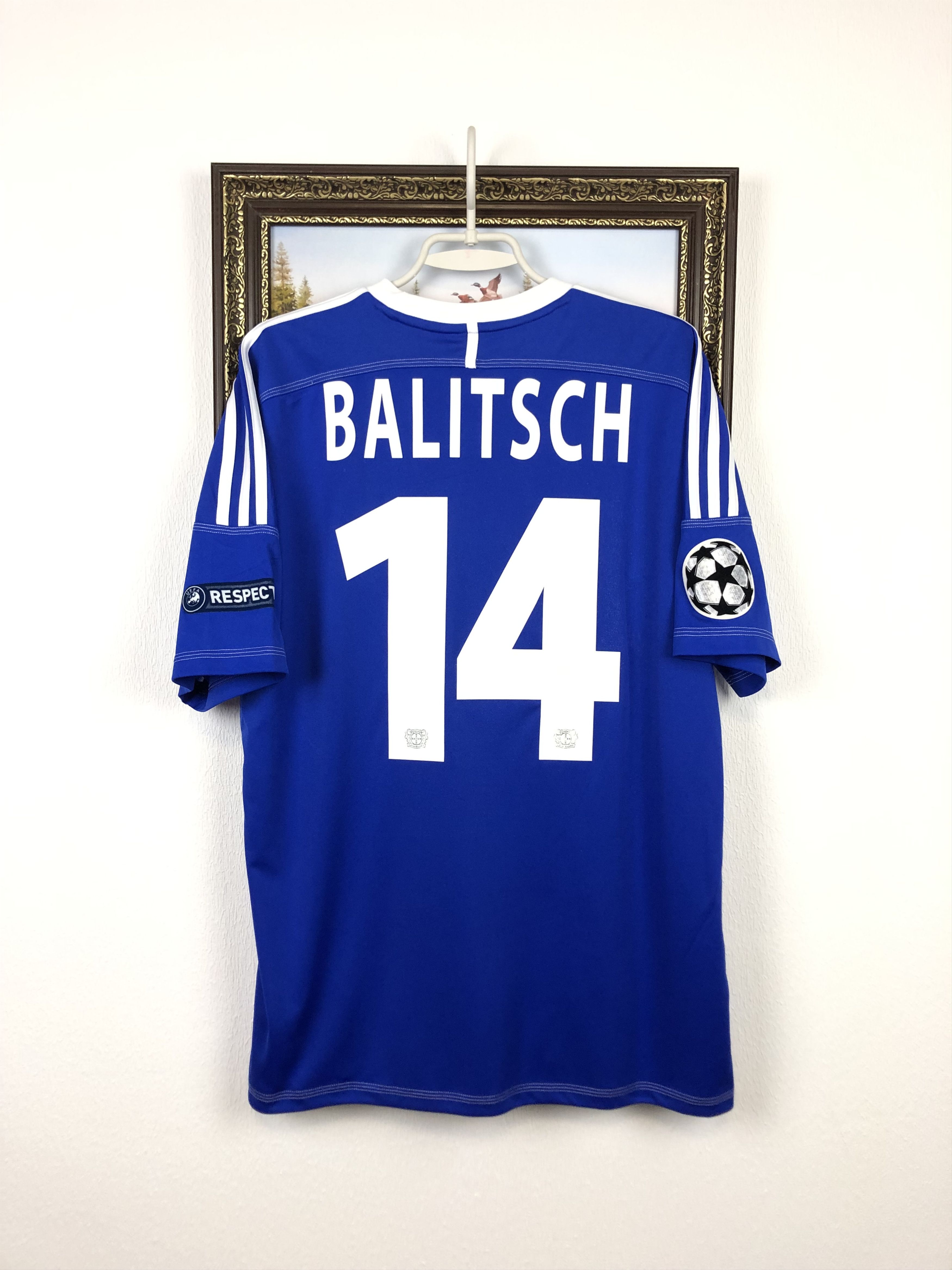 image of Adidas x Soccer Jersey Bayer 04 Leverkusen Football Shirt Match Worn 14 Balitsch in Blue (Size Larg