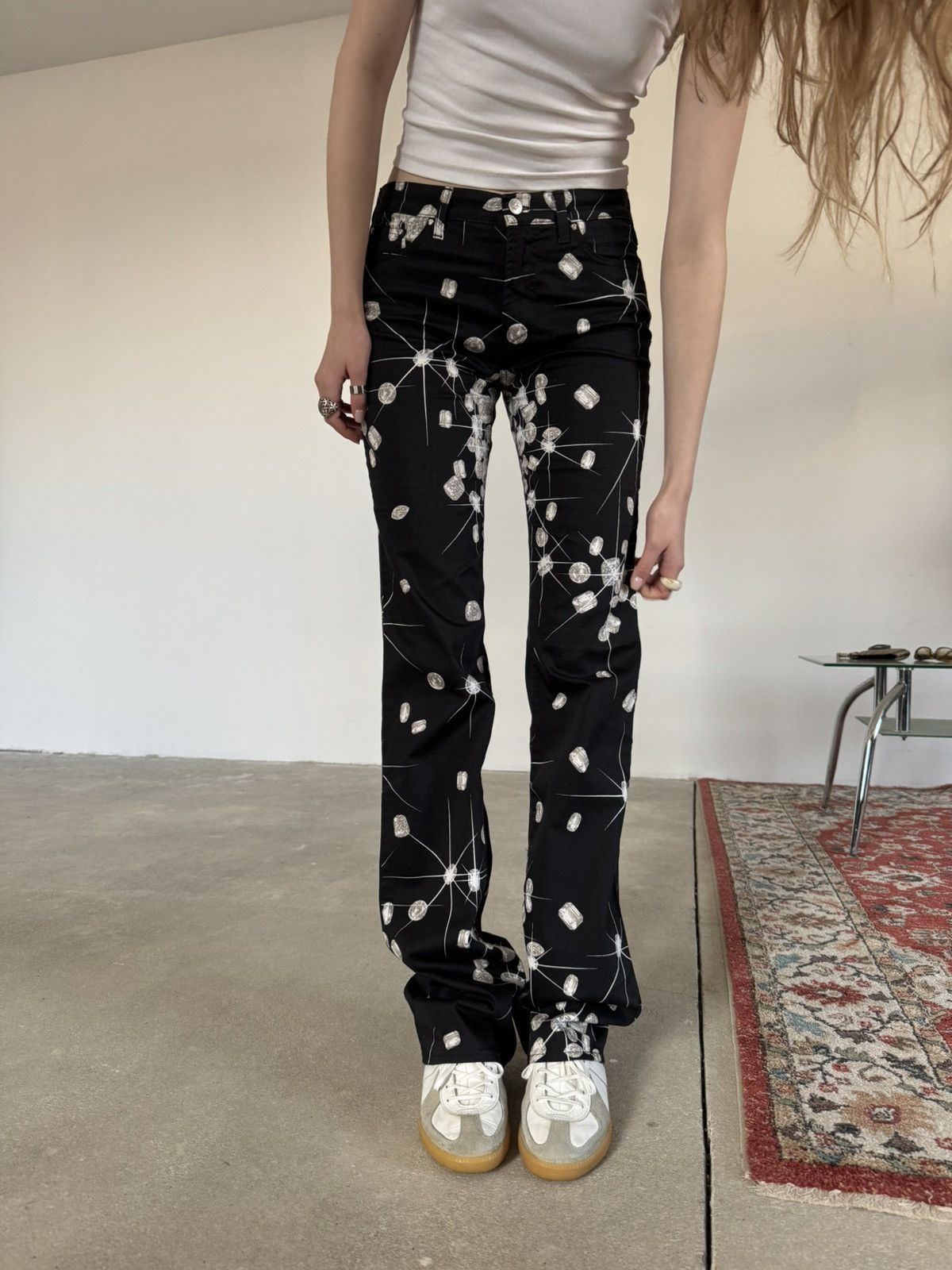 If Six Was Nine × Versace Archival Versace Shiny Diamond Flared Pants Size 31" - 1 Thumbnail