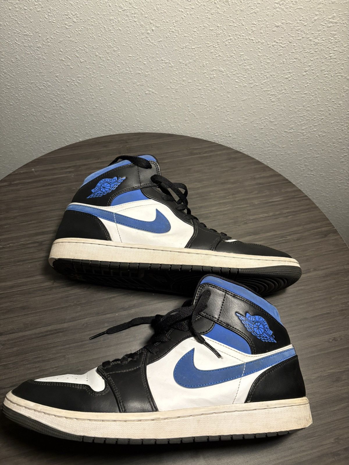 Jordan Brand × Nike Jordan 1 Mid White Black Racer Blue Size US 12 / EU 45 - 6 Thumbnail