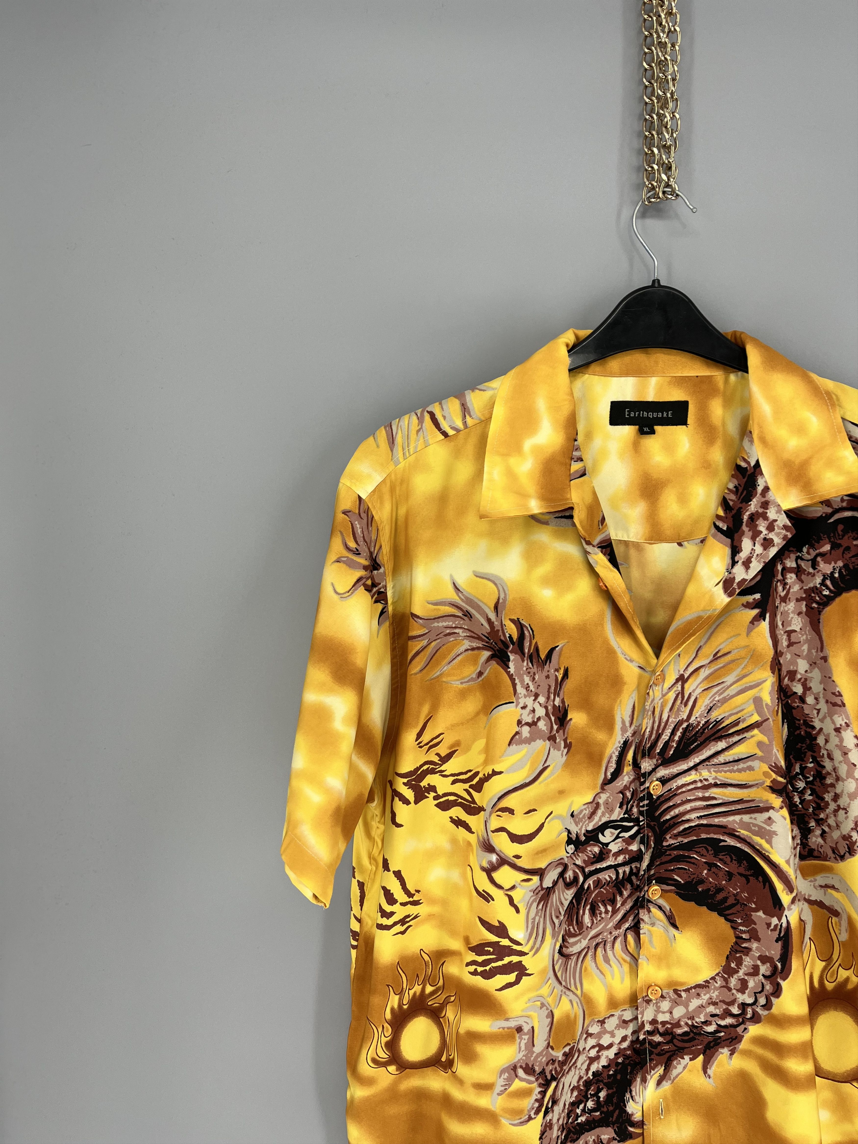 Japanese Brand Vintage Japanese Dragon Yellow Hawaiian Crazy Shirt Size US XL / EU 56 / 4 - 4 Thumbnail