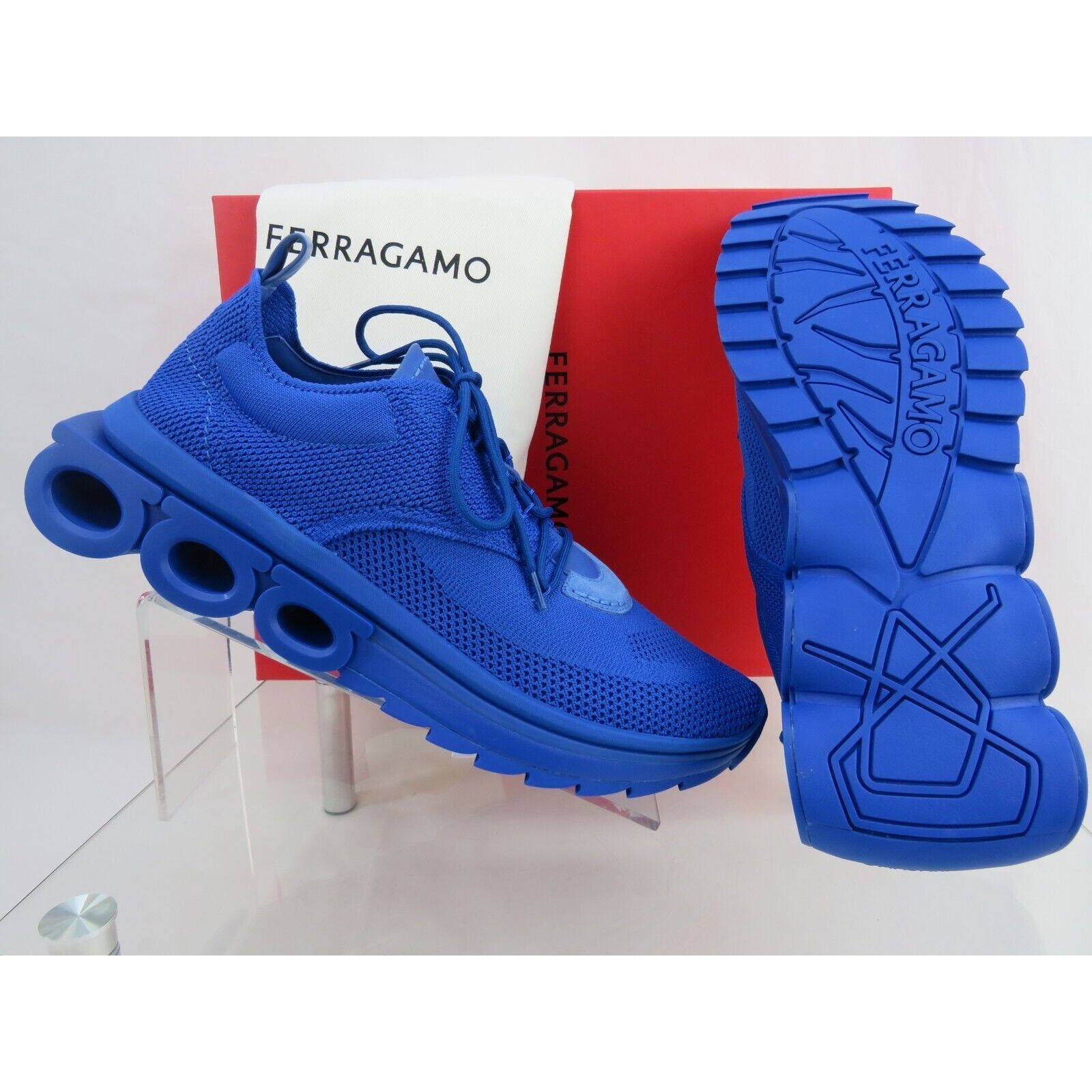 Salvatore Ferragamo FERRAGAMO BLUE NIMA MESH LACE LOGO LOW SNEAKERS 8.5 41.5 IT Size US 8.5 / EU 41-42 - 3 Thumbnail
