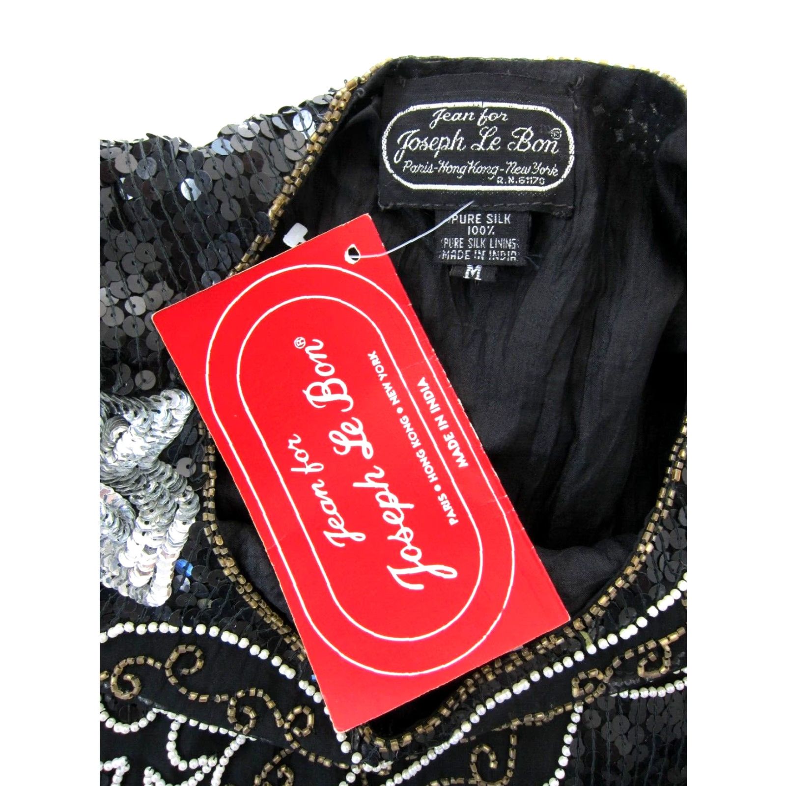 Joseph VINTAGE Joseph Le Bon Blouse Tunic Cross Silk 100% Black Silver Gold Beaded M Women Size M / US 6-8 / IT 42-44 - 3 Thumbnail