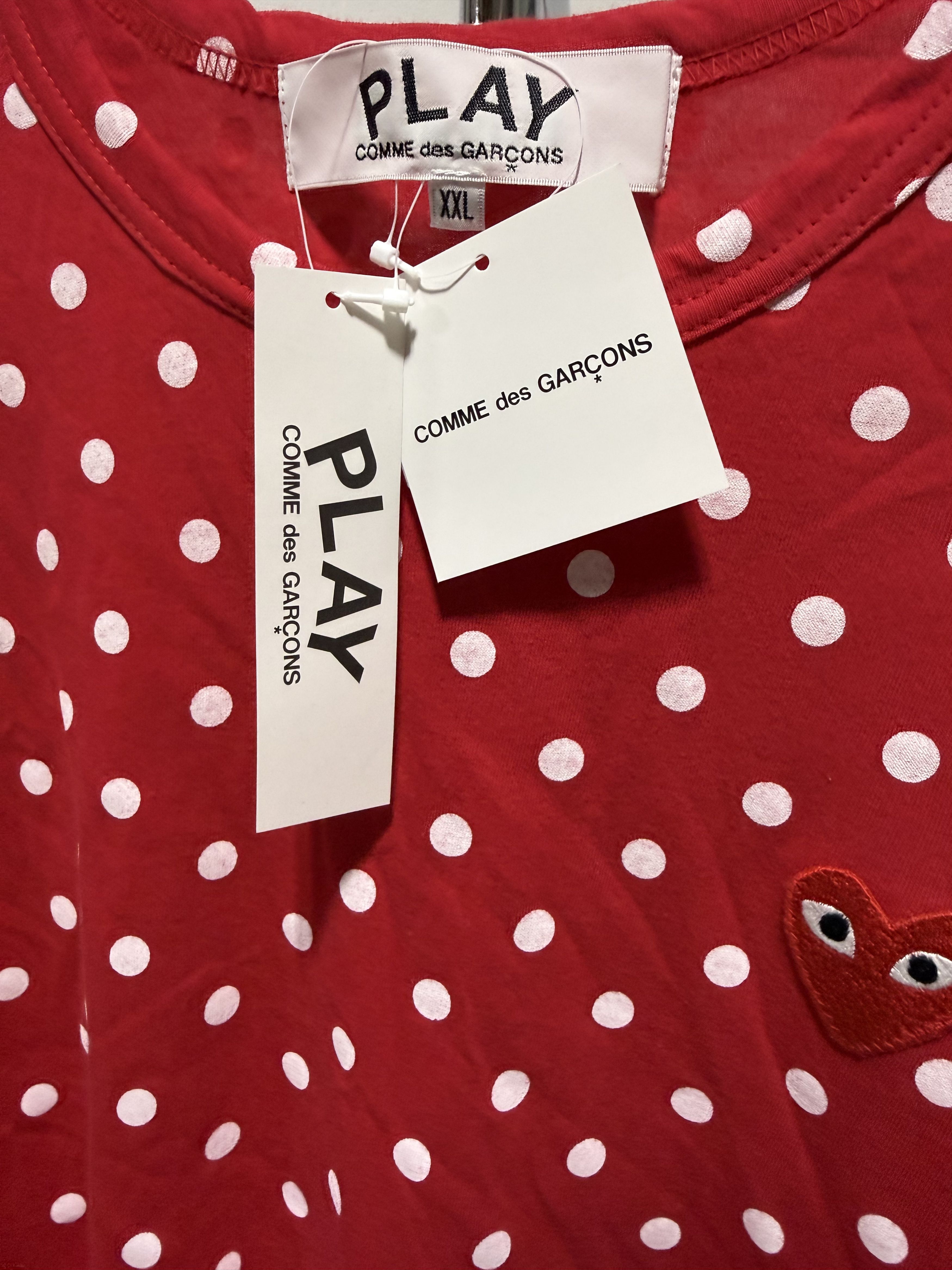 Comme des Garcons PLAY Comme des Garcons Polka Dot LS Tee 'Red' Size US XXL / EU 58 / 5 - 2 Thumbnail