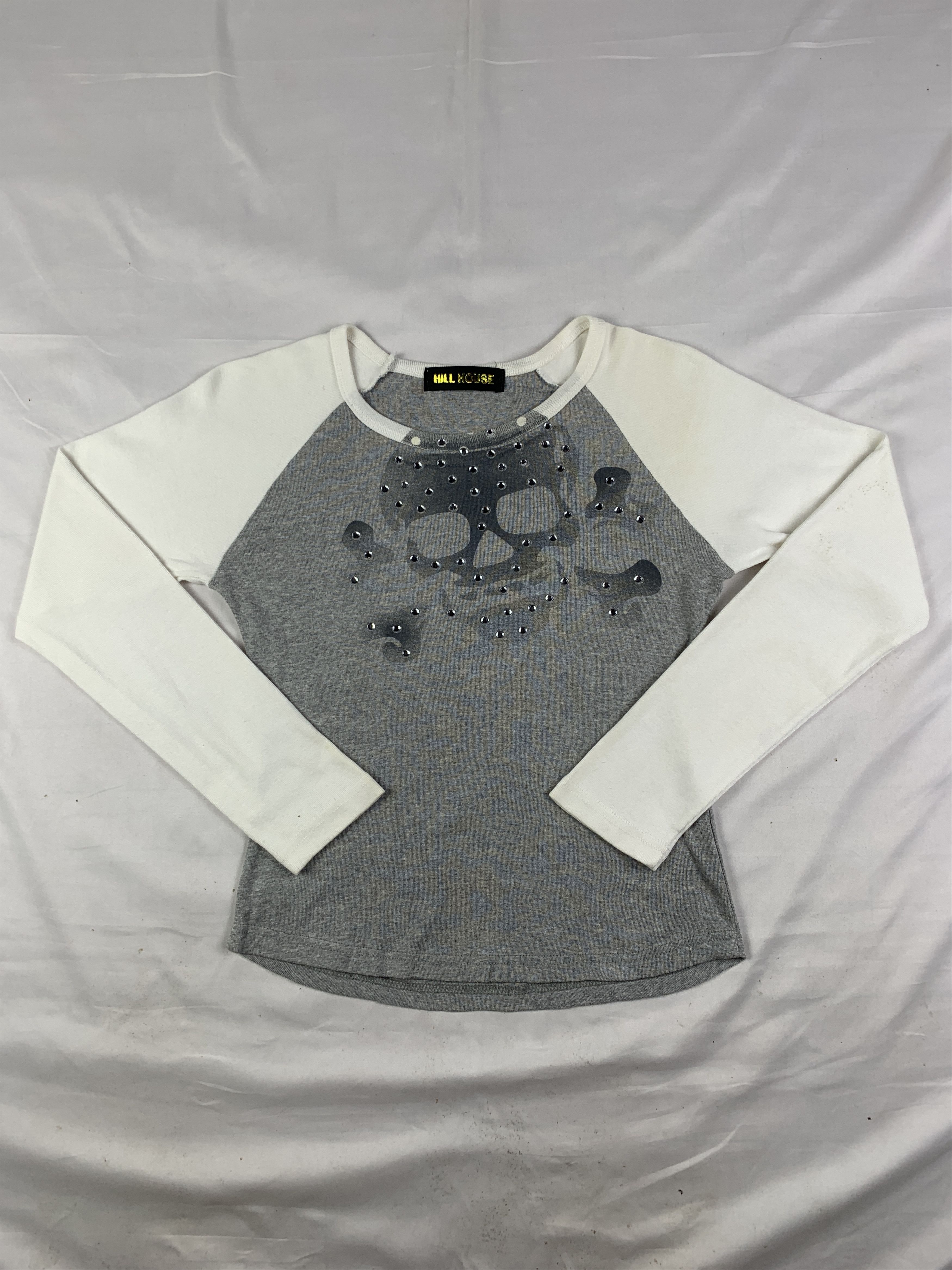Japanese Brand HILLHOUSE Skull Rhinestones Raglan Tee (S) Size S / US 4 / IT 40 - 1 Thumbnail