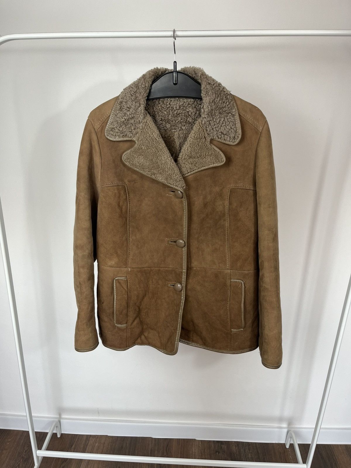 Other Vintage Shearling Sheepskin Coat Brown Real Fur Jacket UK Size M / US 6-8 / IT 42-44 - 1 Thumbnail