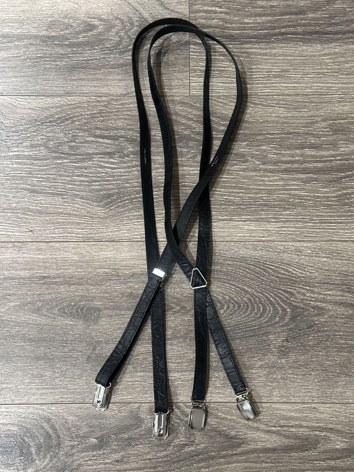 Celine CELINE Croc Embossed Suspenders by Hedi Slimane | Grailed