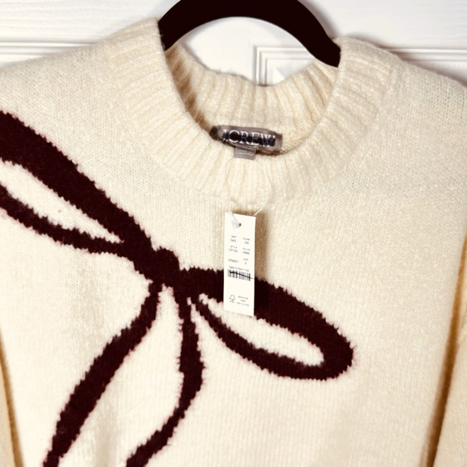 J.Crew J.Crew Womens Relaxed Bow Print Crewneck Pullover Small Crea Size S / US 4 / IT 40 - 6 Thumbnail