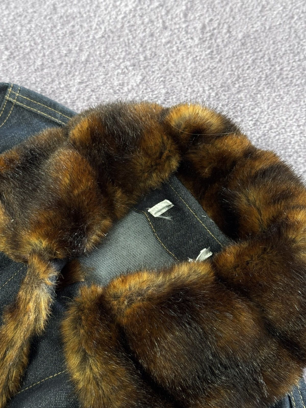 Japanese Brand Y2K Faux Fur Glamour Avant Garde Denim Jacket Size M / US 6-8 / IT 42-44 - 10 Thumbnail