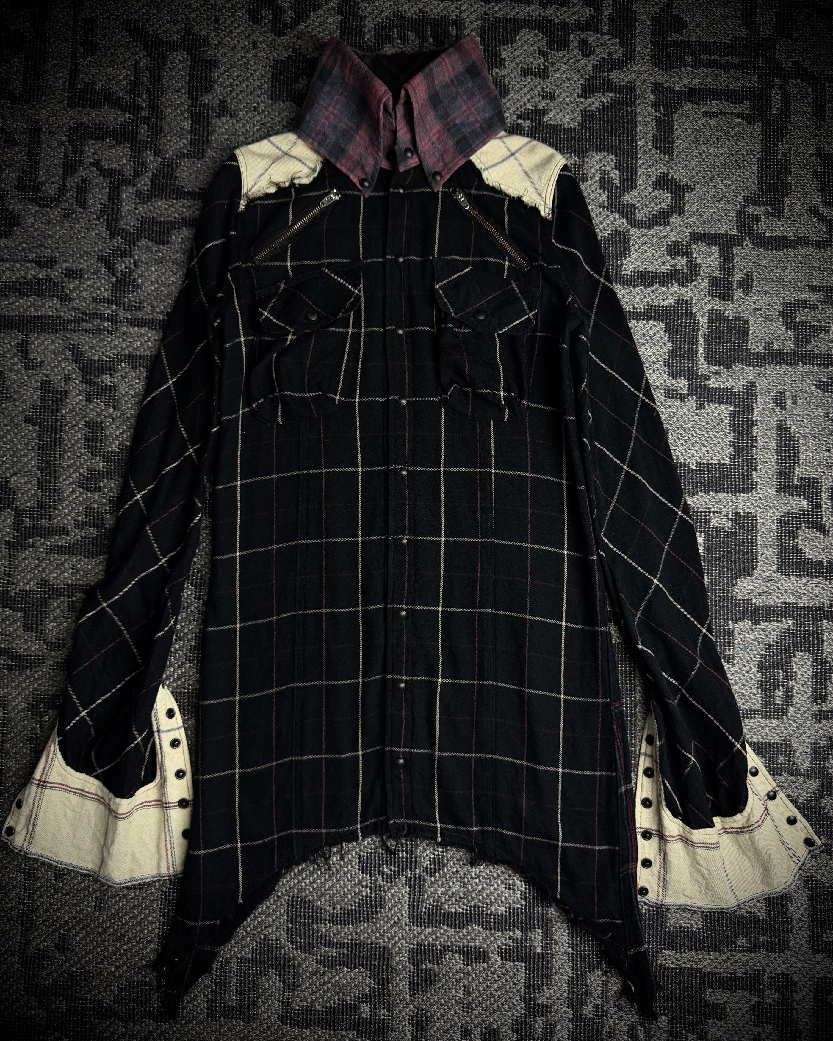 Le Grande Bleu (L.G.B.) LGB Patchwork Asymmetric Flare Shirt Size US S / EU 44-46 / 1 - 1 Thumbnail