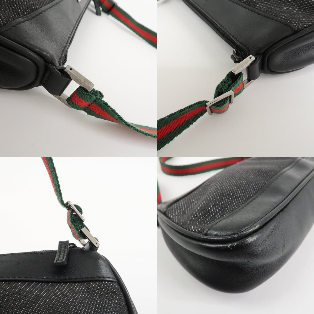 Gucci Gucci Sherry Denim & Leather Shoulder Bag Black Size ONE SIZE - 4 Thumbnail