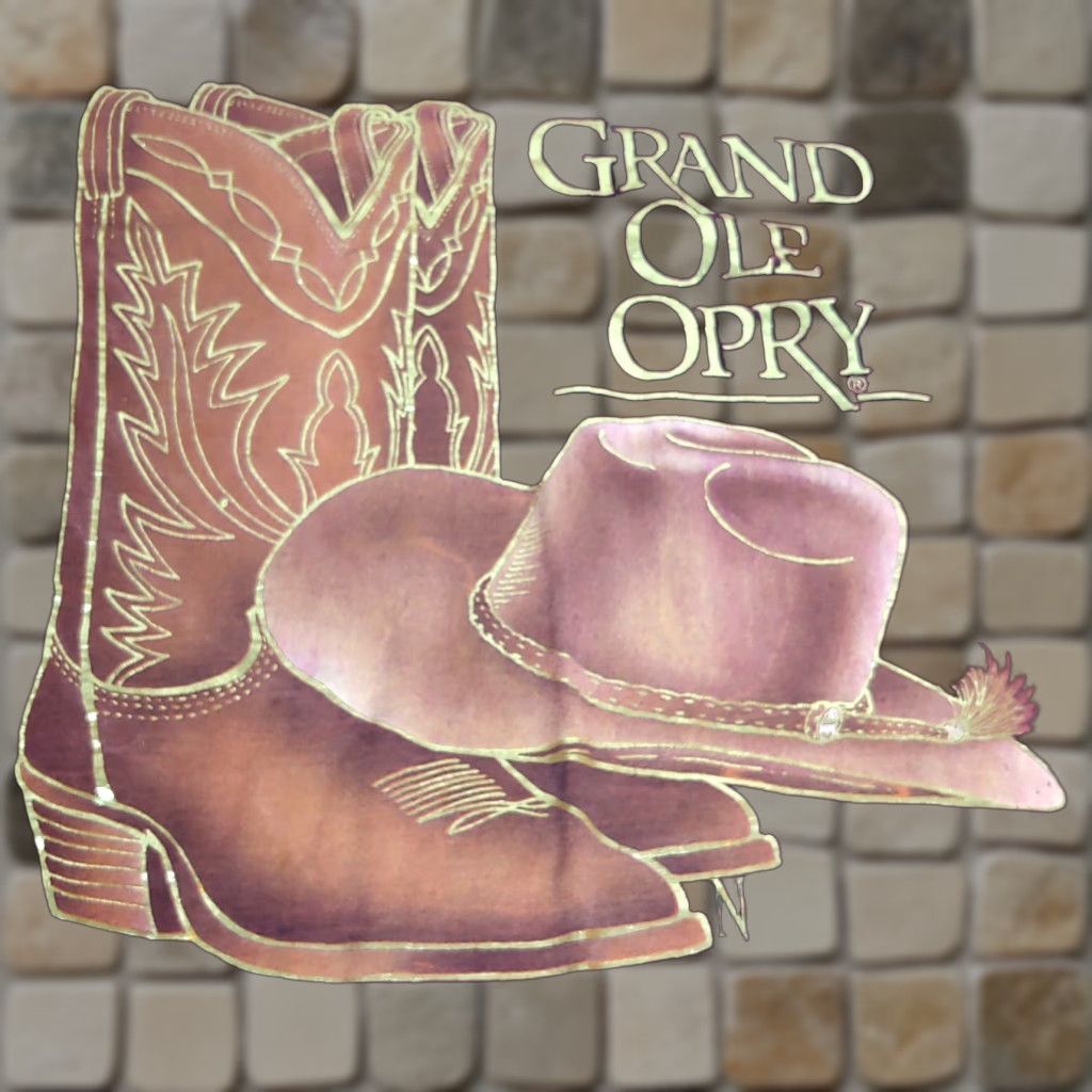 Vintage VINTAGE Grand Ole Opry Shirt XL Maroon Country Music Hall T-Shirt Cowboy Boots Cowboy Hat Graphic Print Gold Foil 90s Men Size US XL / EU 56 / 4 - 1 Thumbnail