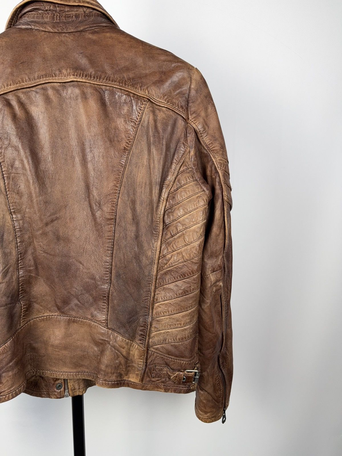 Vintage Gipsy Vintage Faded Biker Jacket Faux Leather Moto 90s Size L / US 10 / IT 46 - 10 Thumbnail