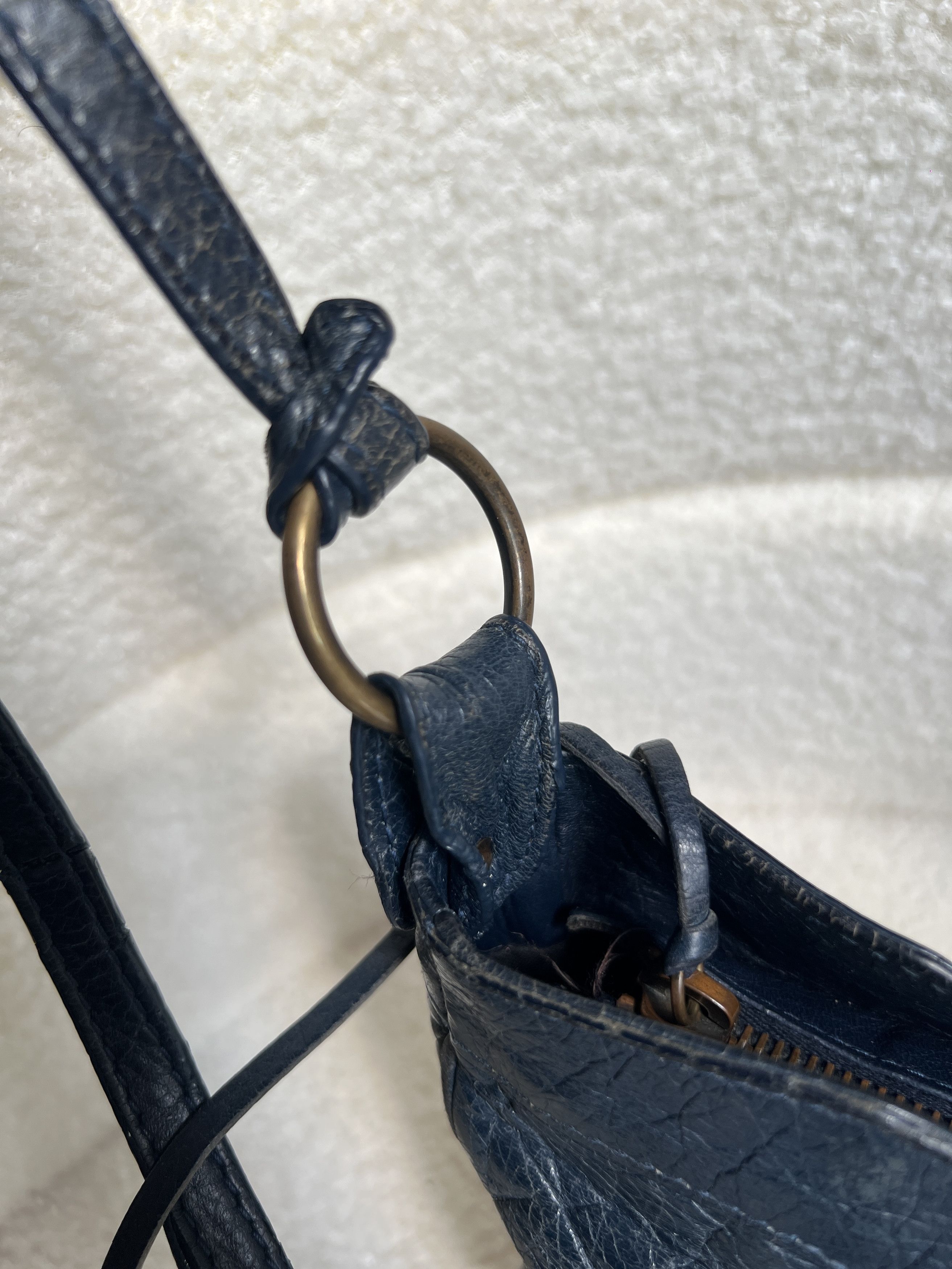 Balenciaga Authentic Balenciaga Navy Blue Hip City Leather Bag Size ONE SIZE - 12 Thumbnail
