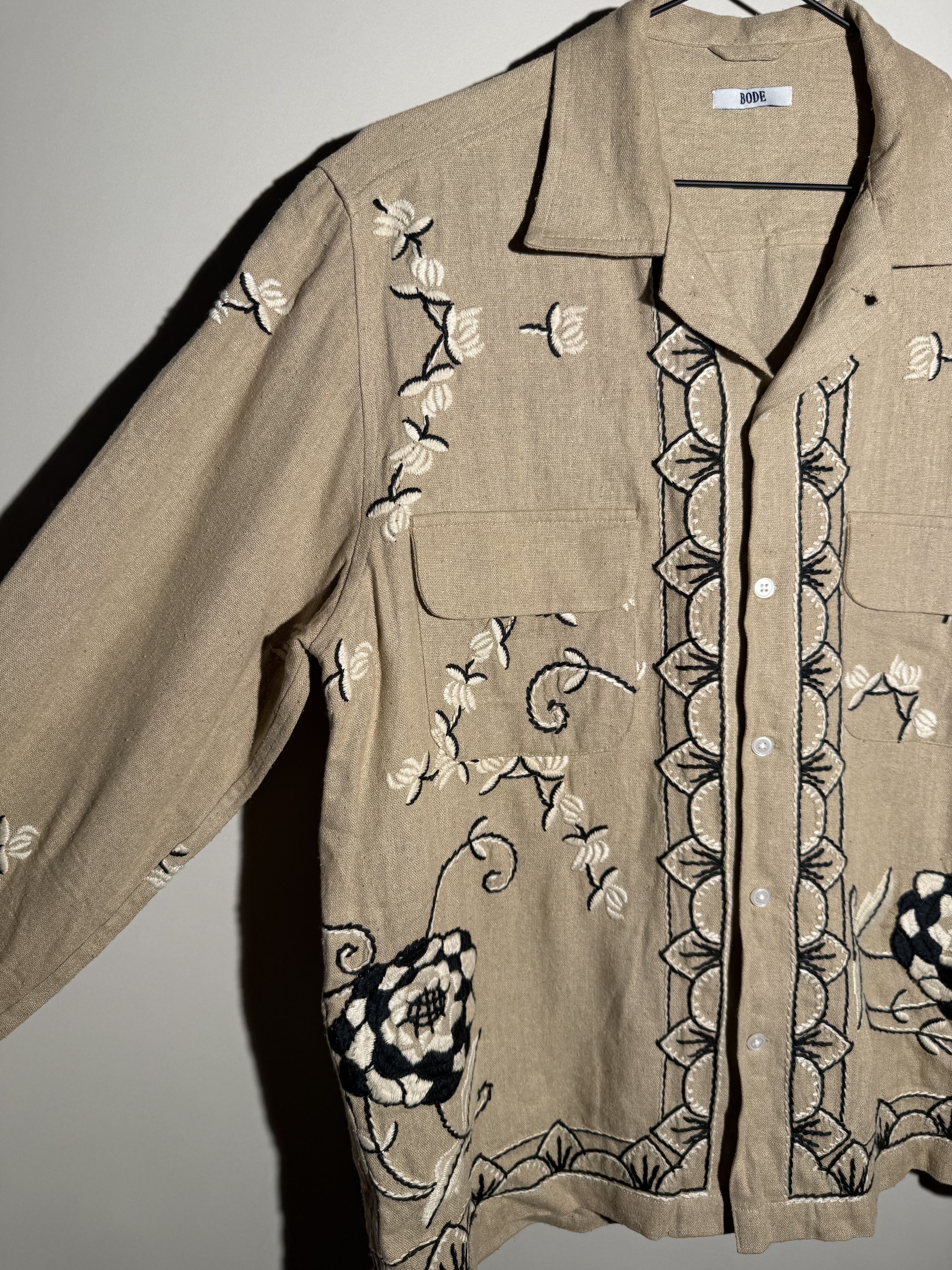 Bode Bode Khaki Embroidered Long Sleeve Shirt Size US M / EU 48-50 / 2 - 2 Thumbnail