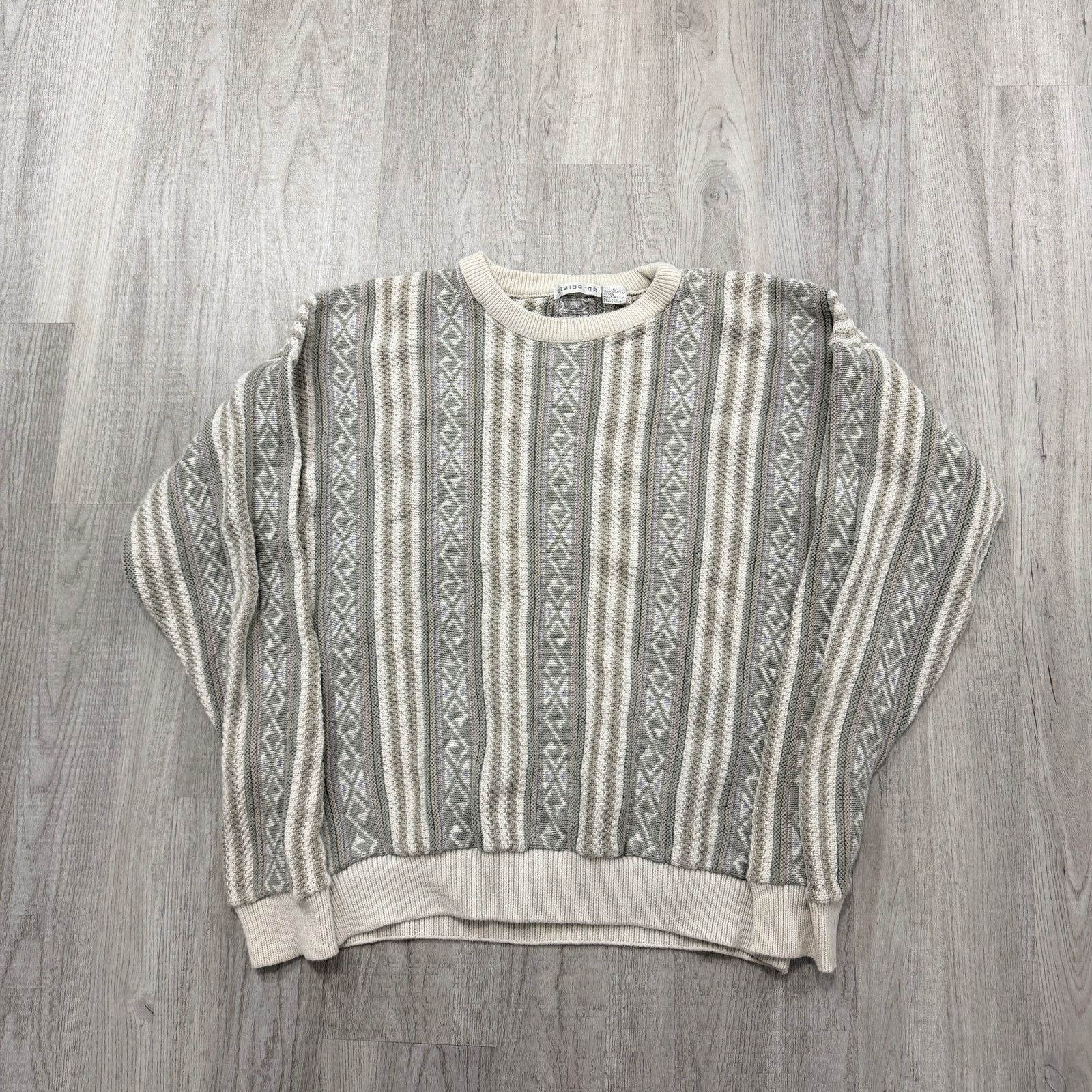 Vintage Vintage Claiborne Sweater Men's Large Geometric Crewneck Size US L / EU 52-54 / 3 - 1 Thumbnail