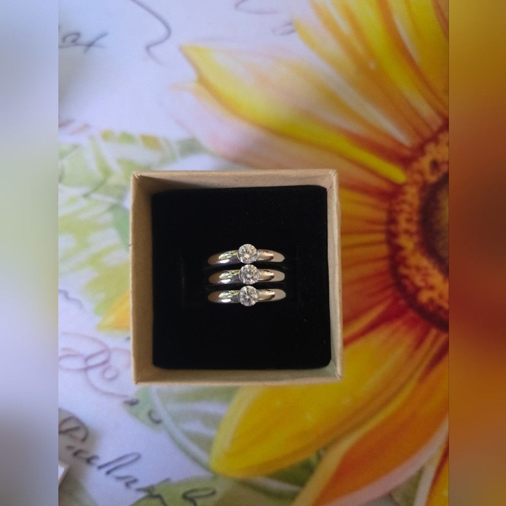 The Unbranded Brand Elegant Speidel Stainless Steel CZ Triple Band Ring Size ONE SIZE - 8 Thumbnail