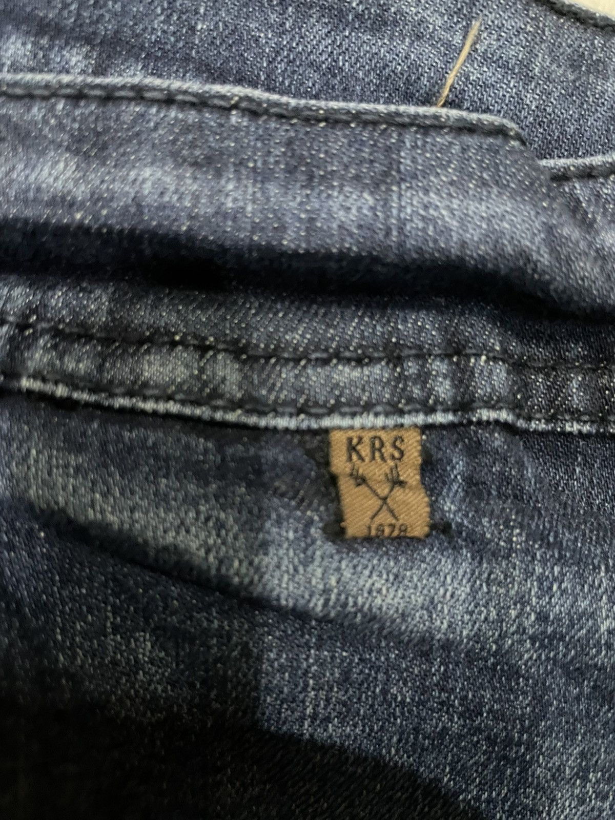 Japanese Brand Vintage KRS Denim Skinny Faded Distress Dark Blue Jeans Size US 33 - 7 Thumbnail