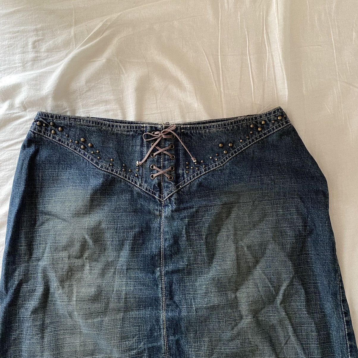 Vintage Vintage washed denim denim midi skirt Size 32" / US 10 / IT 46 - 3 Thumbnail