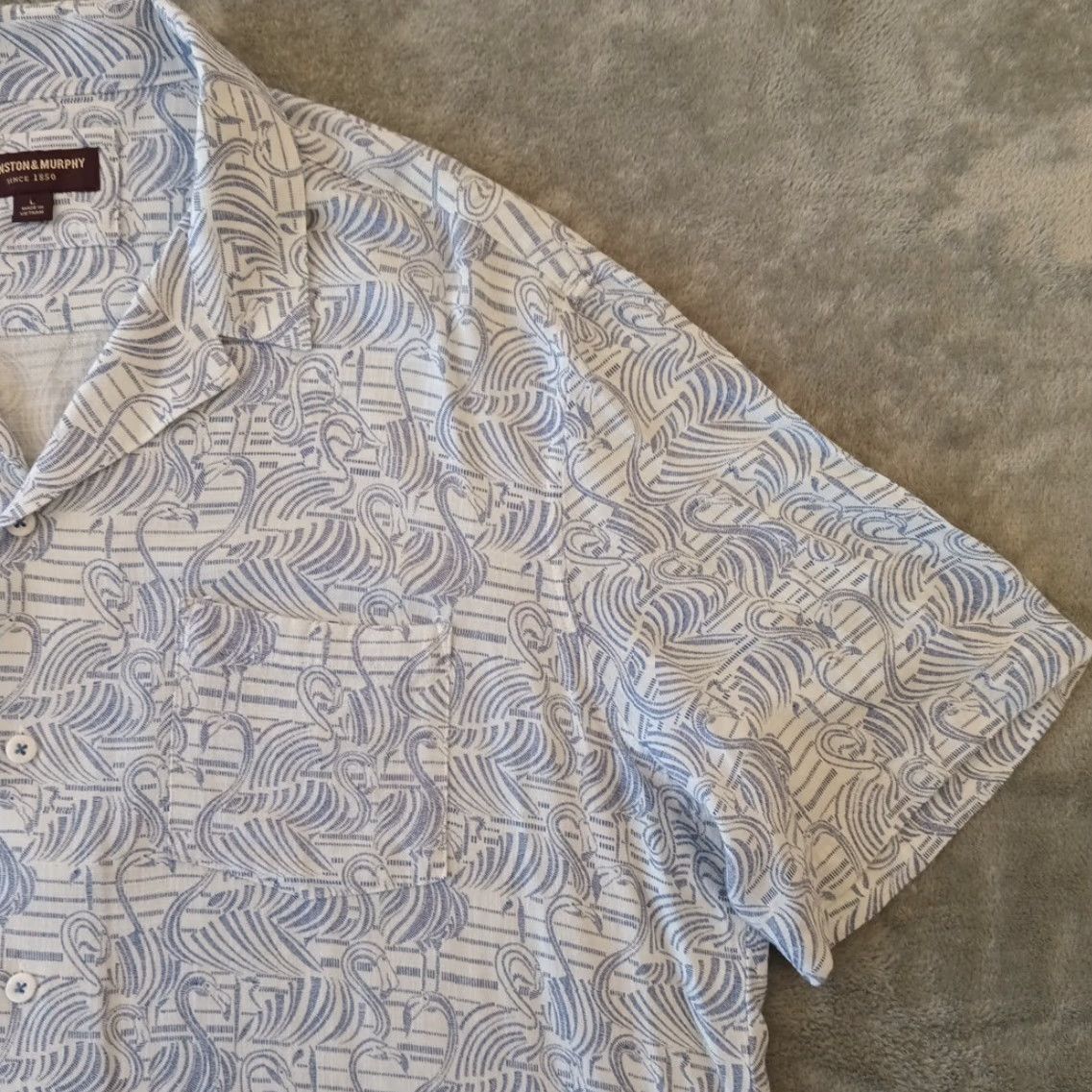Johnston & Murphy Johnston & Murphy Shirt Mens L Blue Geometric Flamingos Button Up Rayon Shirt Men Blue Geometric Flamingos Button-Up Rayon Regular Fit Vintage? No. Size US L / EU 52-54 / 3 - 4 Thumbnail